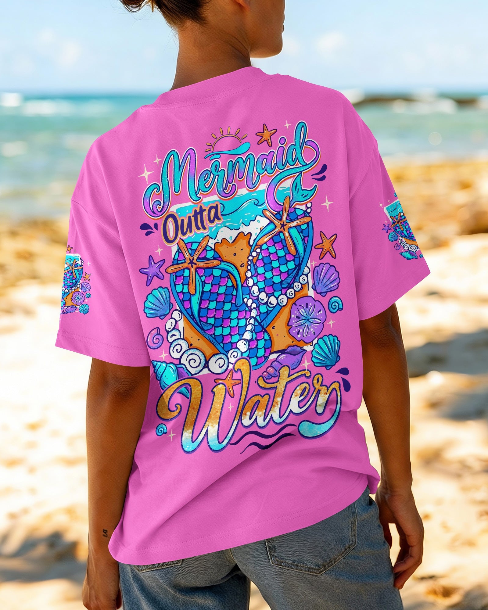 MERMAID OUTTA WATER FLIP FLOPS ALL OVER PRINT - TYQY0106262