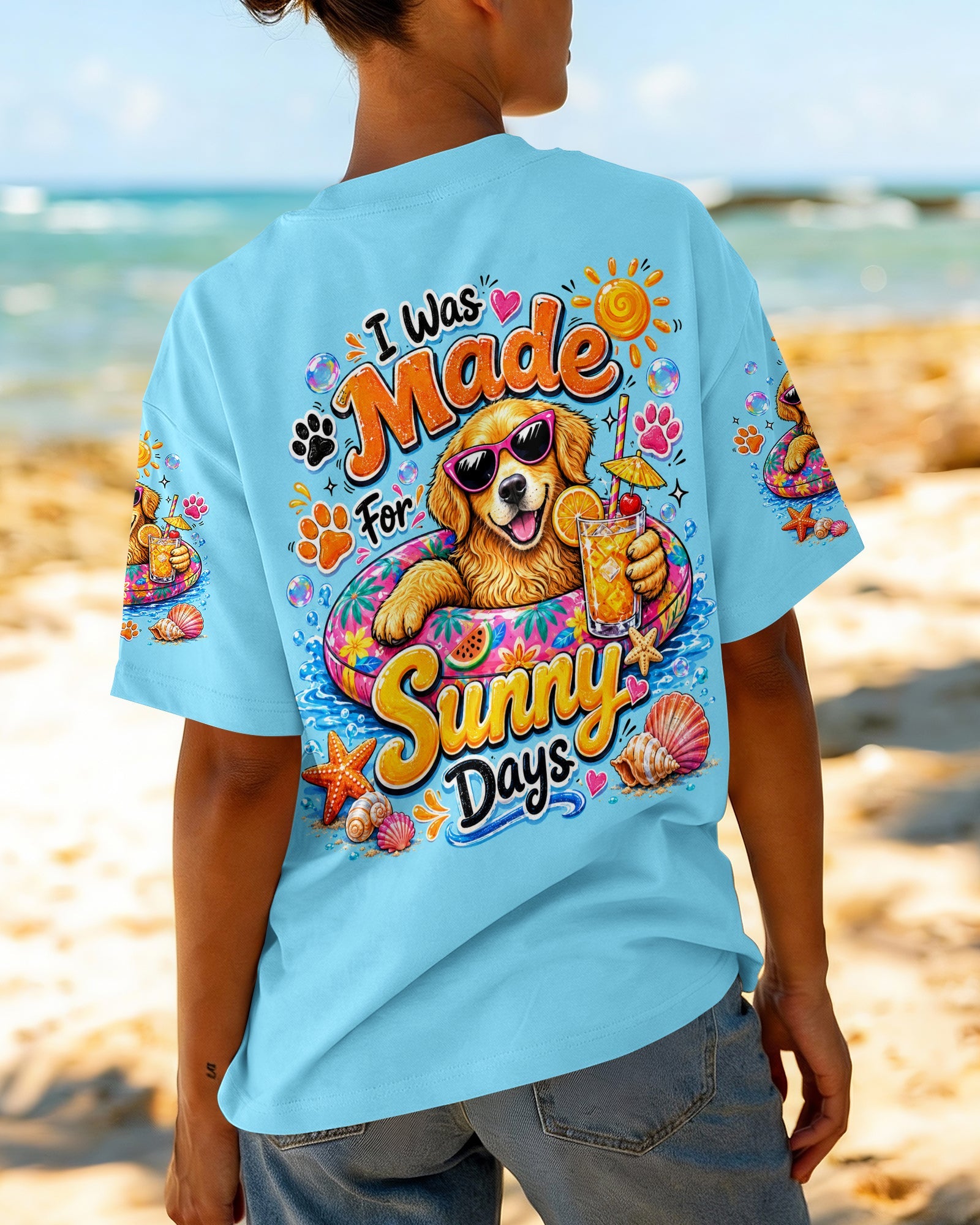 I WAS MADE FOR SUNNY DAYS GOLDEN RETRIEVER DOG ALL OVER PRINT   - TLTW0906261