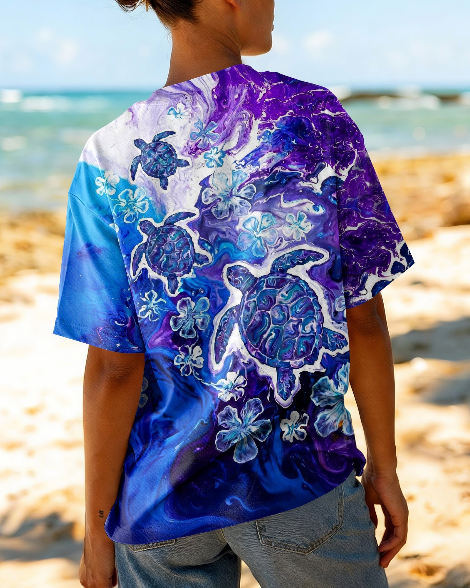 BLUE PURPLE OCEAN TURTLES ALL OVER PRINT - TYLN1806261