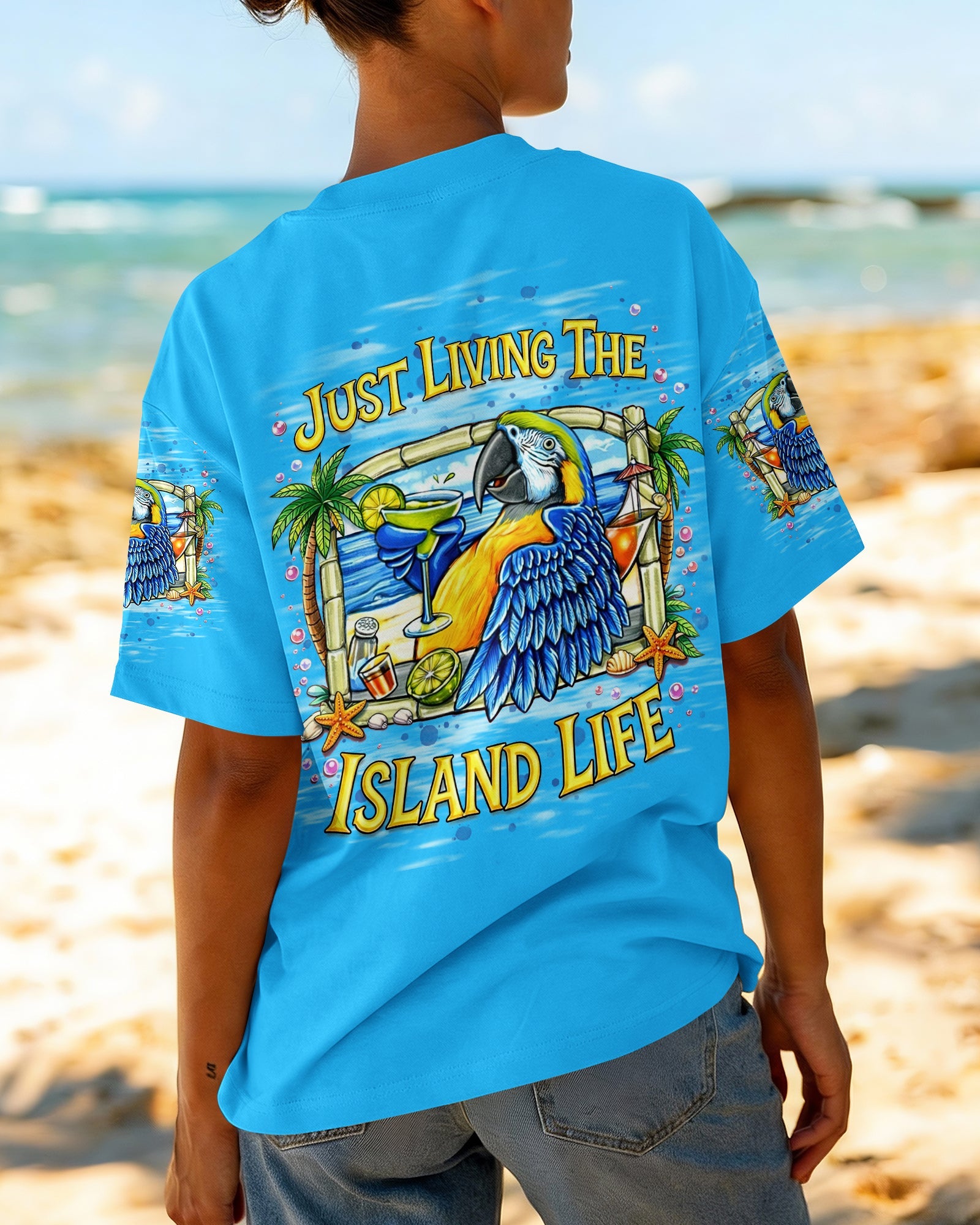 JUST LIVING THE ISLAND LIFE PARROT ALL OVER PRINT  - TLNT1205262