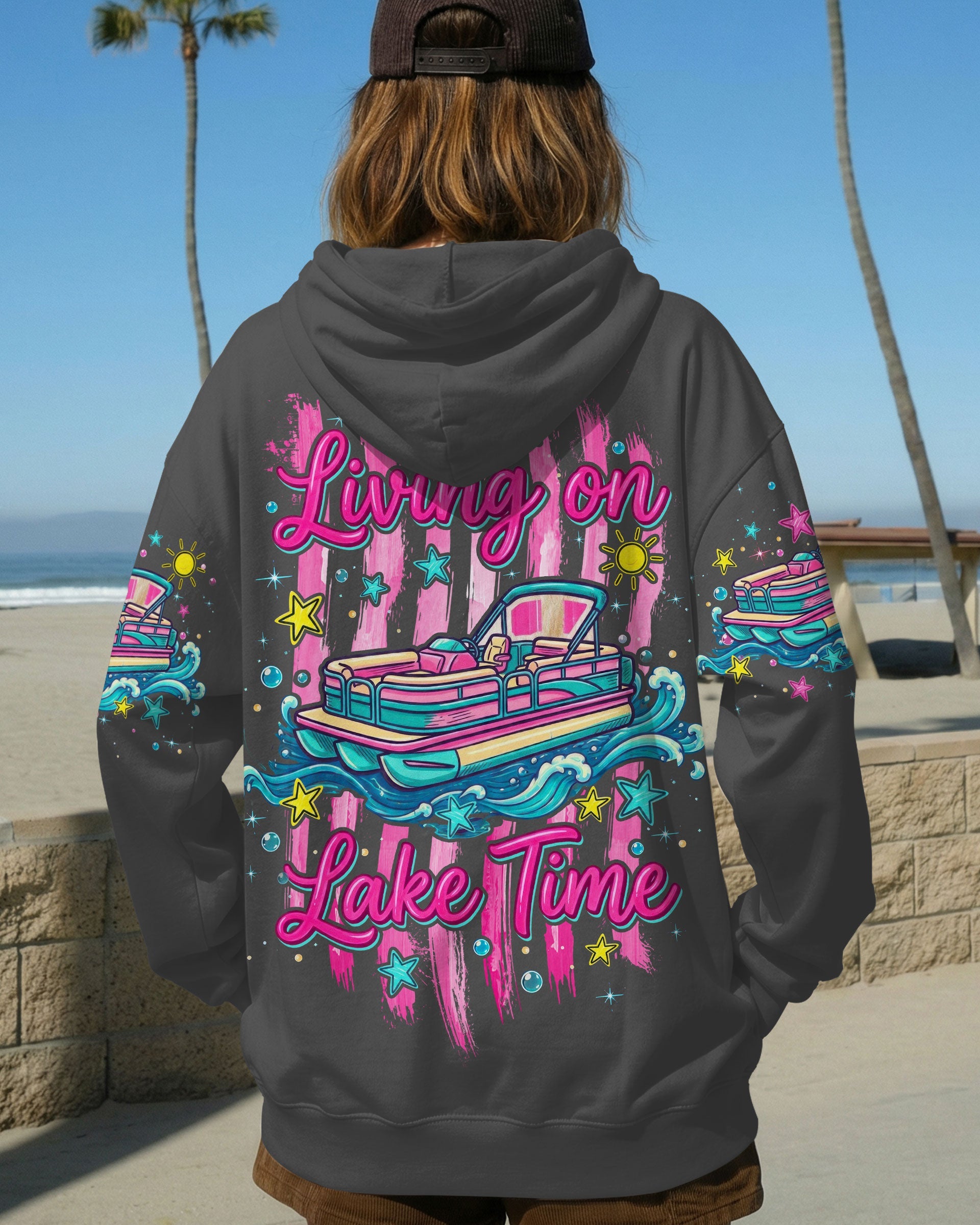 LIVING ON LAKE TIME PONTOON BOAT ALL OVER PRINT - TLTW1105261