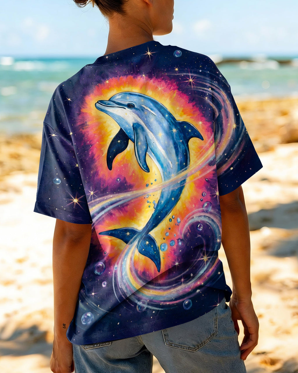 COSMIC MOON DOLPHIN GALAXY ALL OVER PRINT - RI1105263