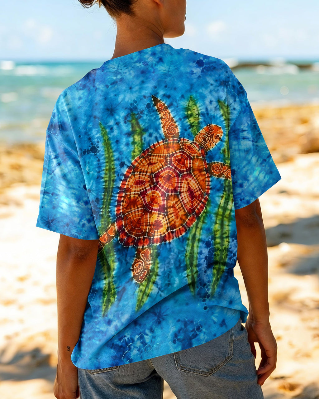 SEA TURTLE AND SEAWEED ALL OVER PRINT  - TLHG1604262