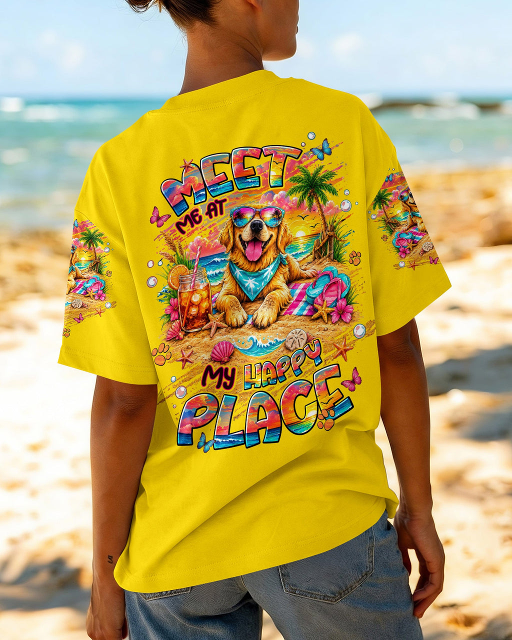 MEET ME AT MY HAPPY PLACE GOLDEN RETRIEVER DOG ALL OVER PRINT - TLNT2105261