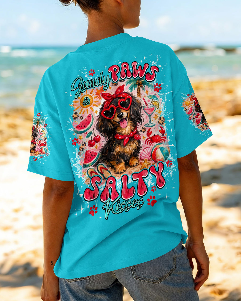 SANDY PAWS AND SALTY KISSES DACHSHUND ALL OVER PRINT - TYPQ2505262