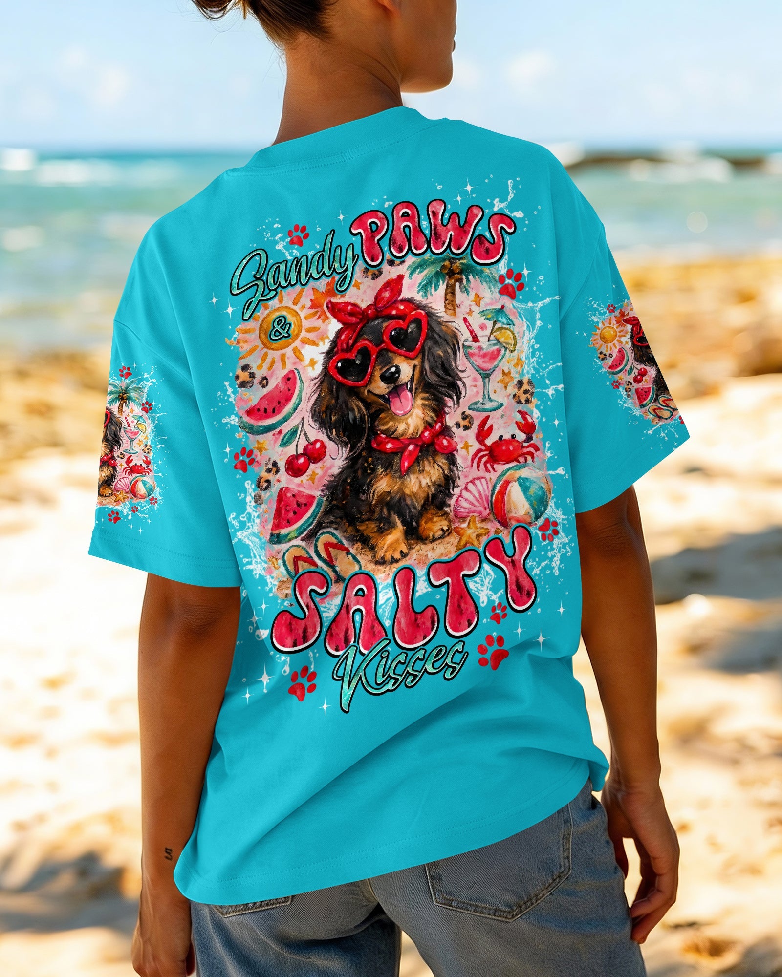 SANDY PAWS AND SALTY KISSES DACHSHUND ALL OVER PRINT - TYPQ2505262
