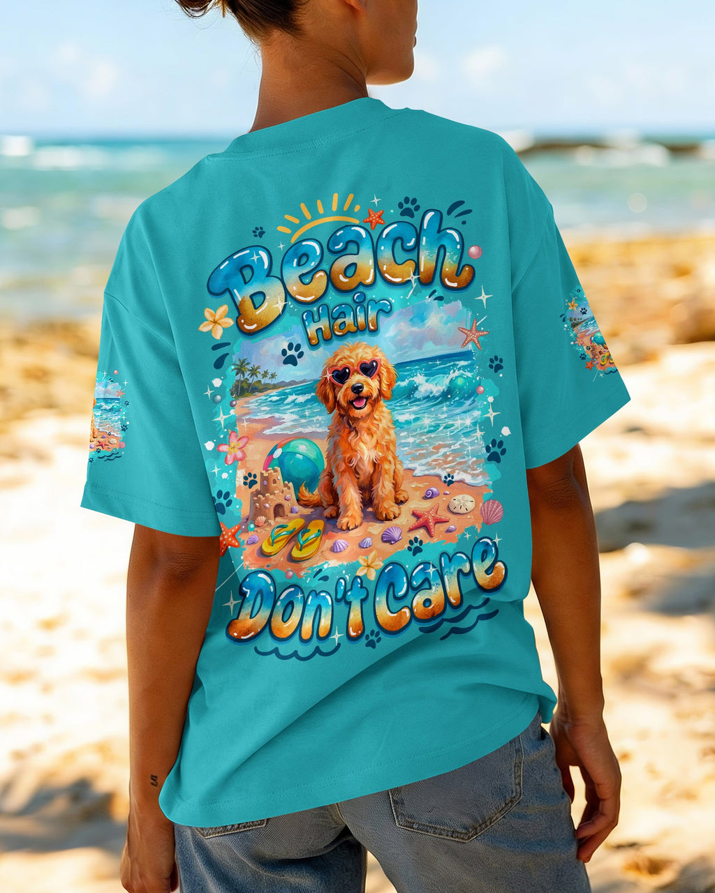 BEACH HAIR DON'T CARE GOLDEN DOODLE DOG ALL OVER PRINT - TYQY2005263