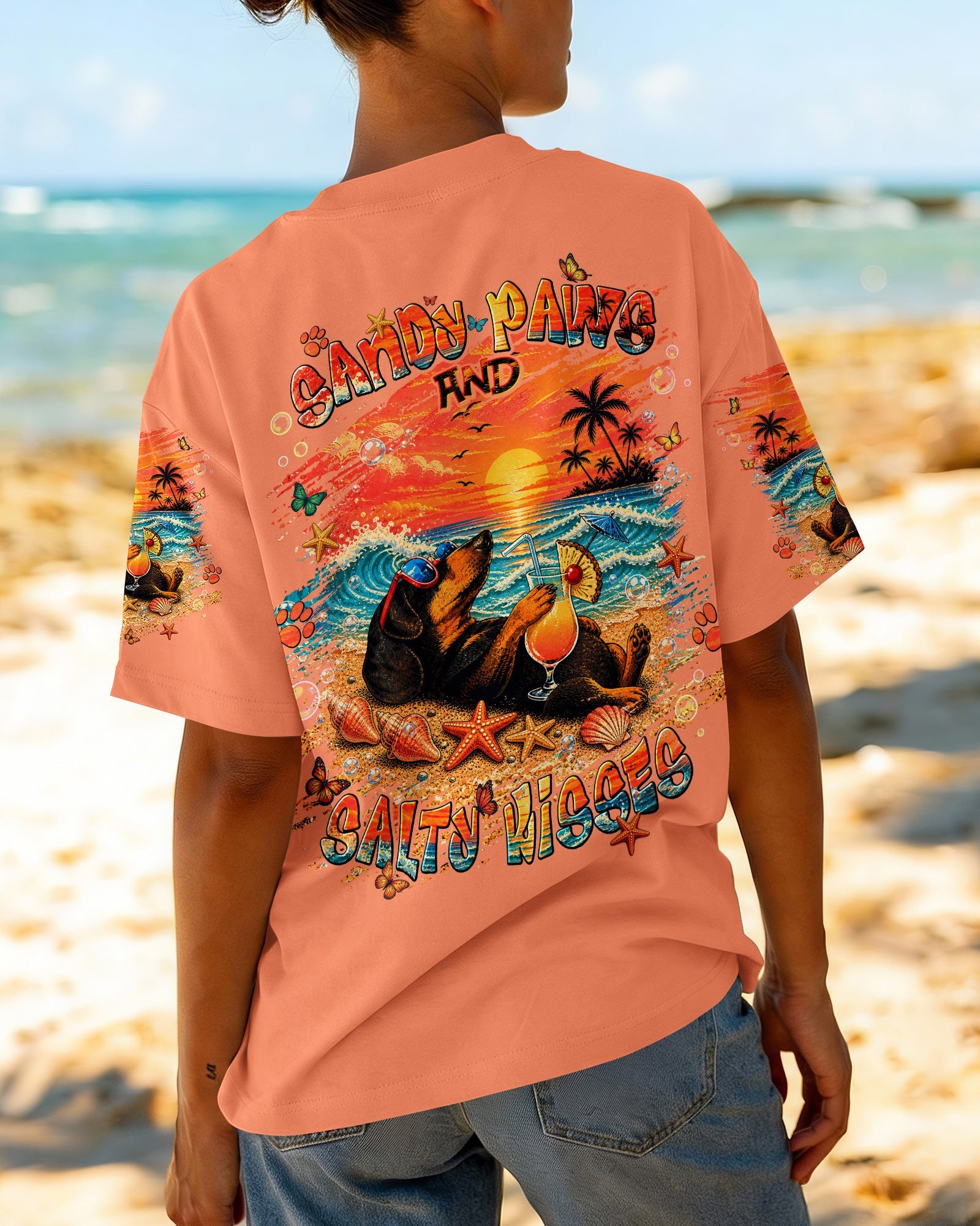 SANDY PAWS AND SALTY KISSES DACHSHUND DOG  ALL OVER PRINT  - TLNT0605263
