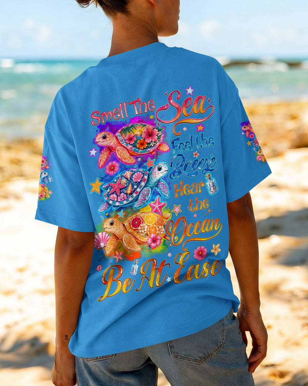 SMELL THE SEA FEEL THE BREEZE TURTLE ALL OVER PRINT - TYQY1505262