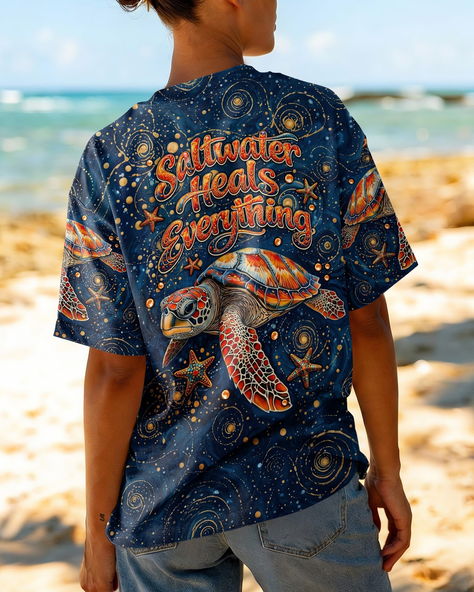 SALTWATER HEALS EVERYTHING TURTLE ALL OVER PRINT  - TLNT1304262