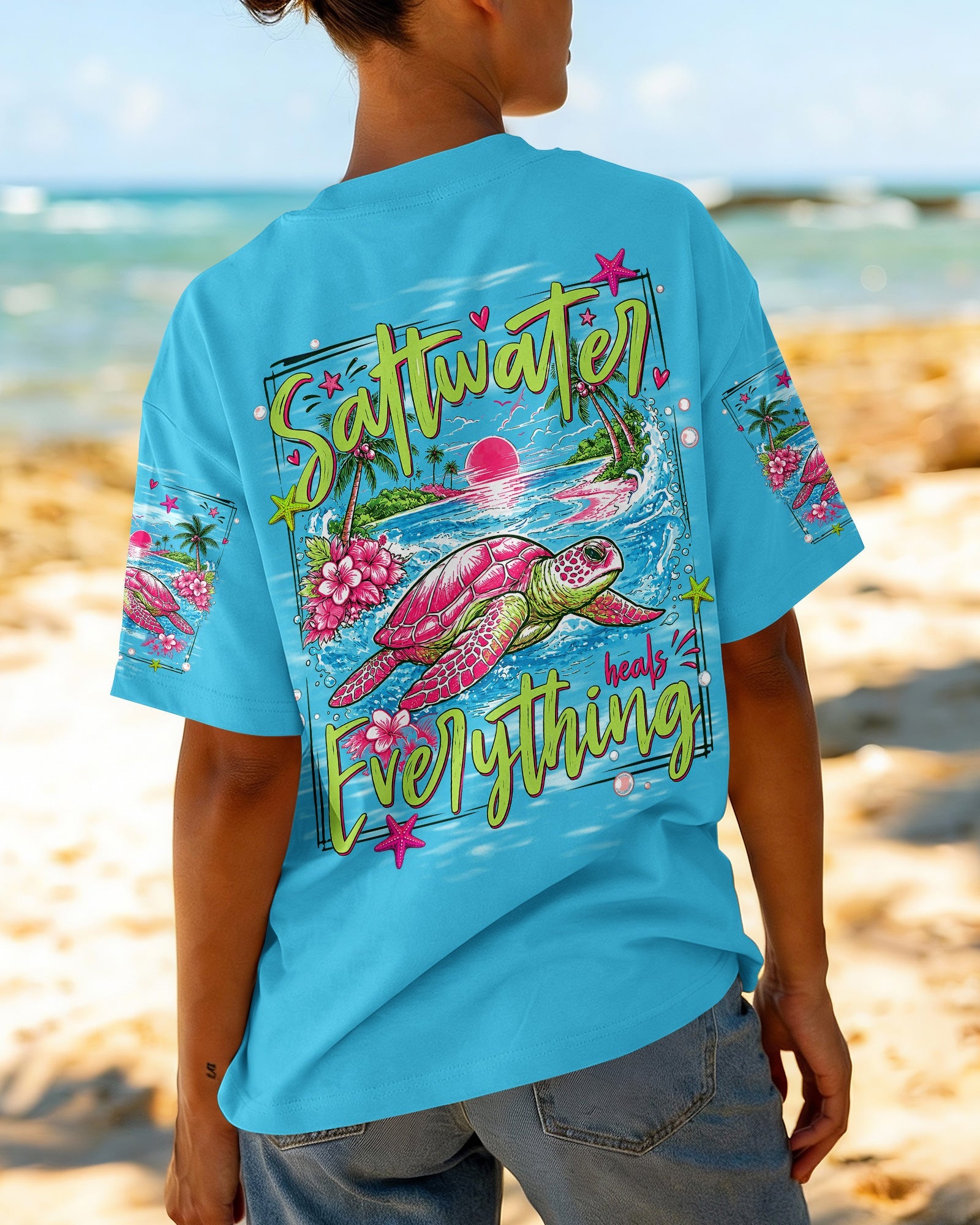 SALTWATER HEALS EVERYTHING TURTLE ALL OVER PRINT  - TLNT1107261