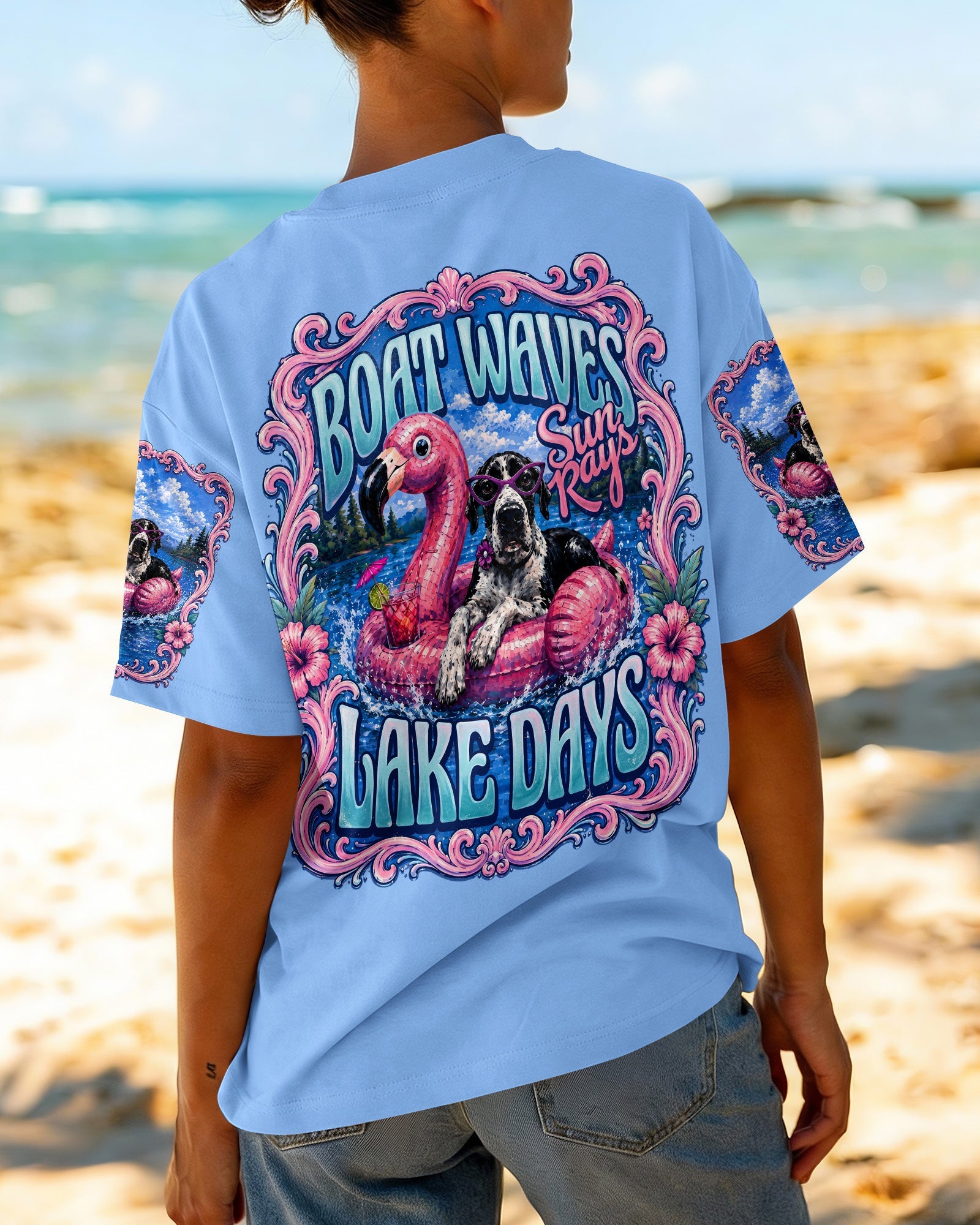 FLAMINGO FLOAT LAKE GREAT DANE DOG SUMMER ALL OVER PRINT – RI2205261
