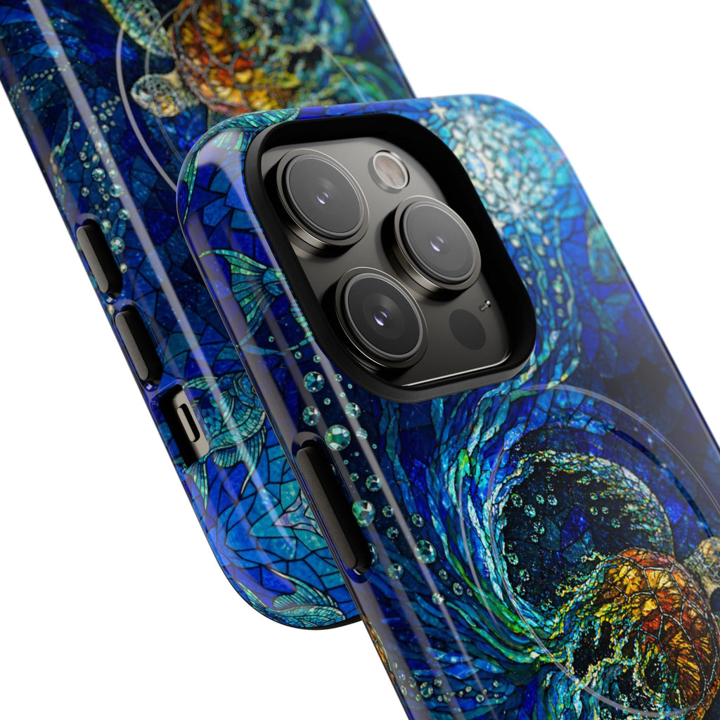 SEA TURTLE OCEAN STAINED GLASS PATTERN MAGNETIC  PHONE CASE  - TLTW2804263