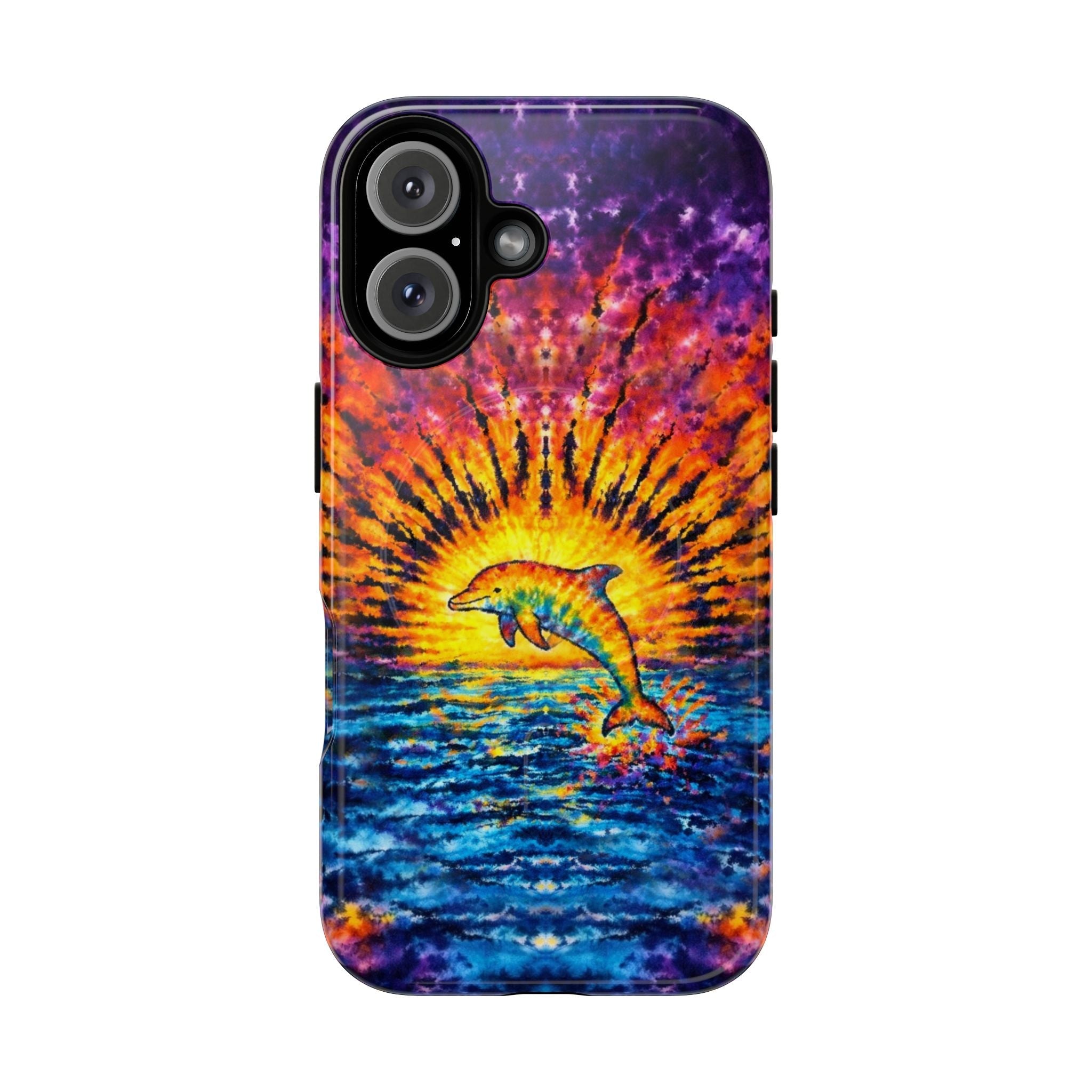 DOLPHIN SUNSET WATERCOLOR PATTERN MAGNETIC PHONE CASE  - TLHN2104264