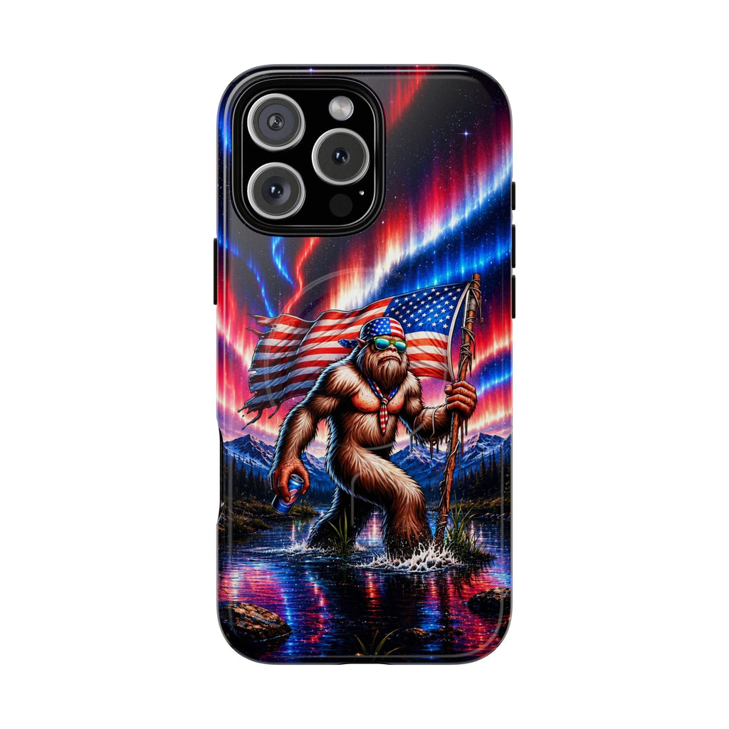 BIGFOOT UNDER RED WHITE & BLUE AURORA MAGNETIC PHONE CASE   - TLHN0306264