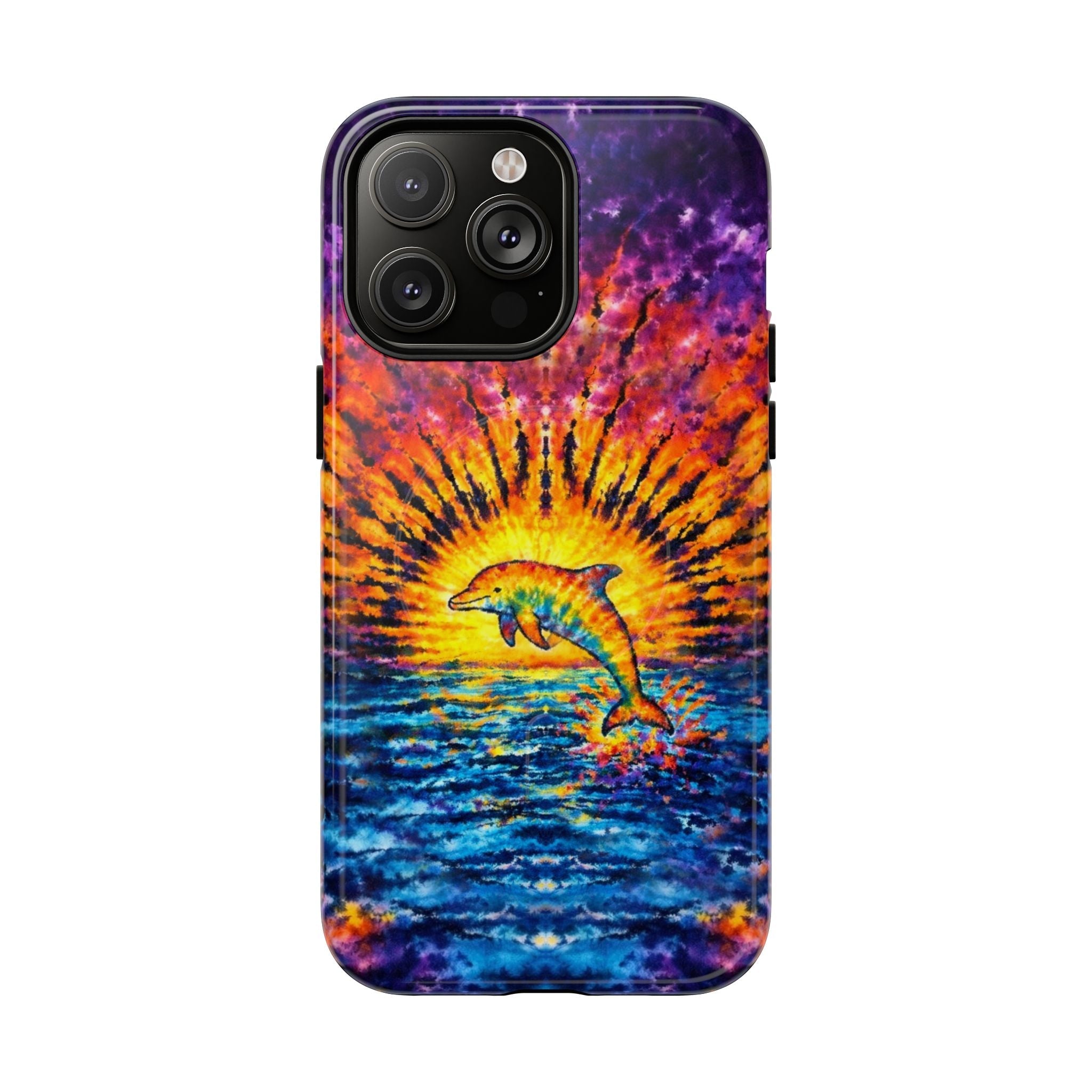 DOLPHIN SUNSET WATERCOLOR PATTERN MAGNETIC PHONE CASE  - TLHN2104264