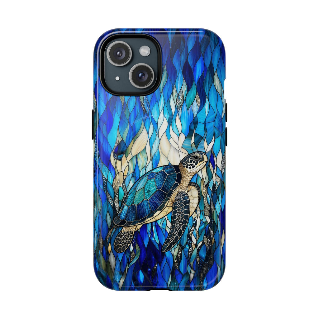 SEA TURTLE SWIMMING STAINED GLASS MAGNETIC PHONE CASE  - TLNT0505261