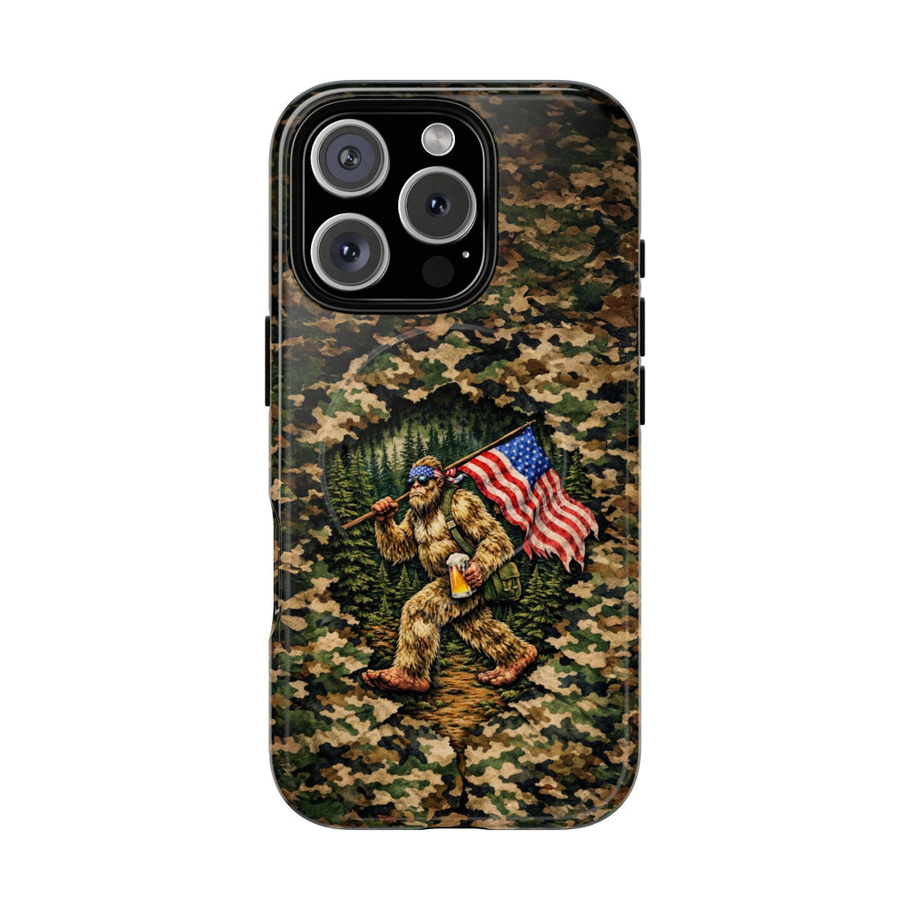 BIGFOOT WITH FLAG CAMOUFLAGE MAGNETIC PHONE CASE - TLNT2004261