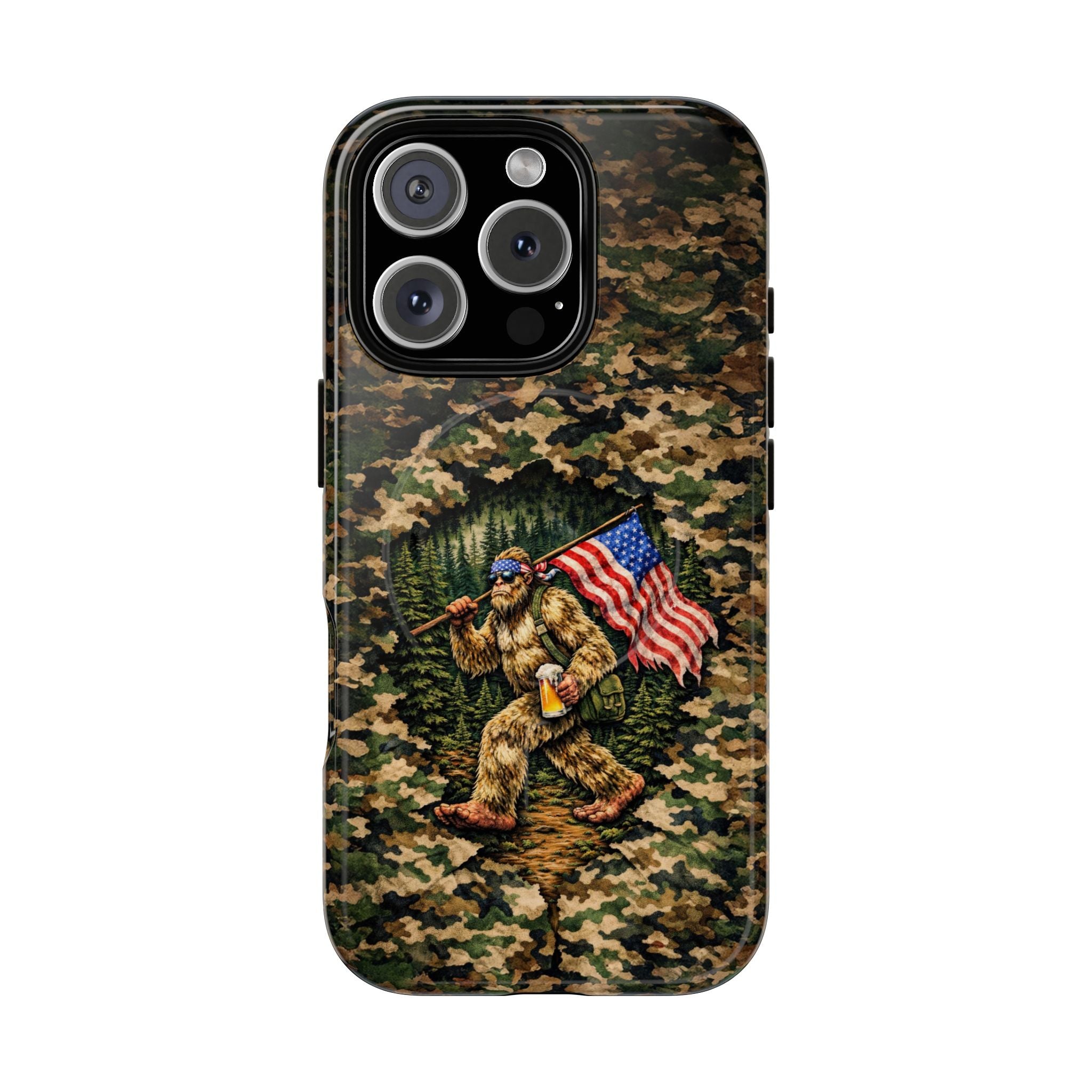 BIGFOOT WITH FLAG CAMOUFLAGE MAGNETIC PHONE CASE - TLNT2004261