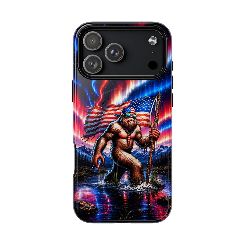 BIGFOOT UNDER RED WHITE & BLUE AURORA MAGNETIC PHONE CASE   - TLHN0306264