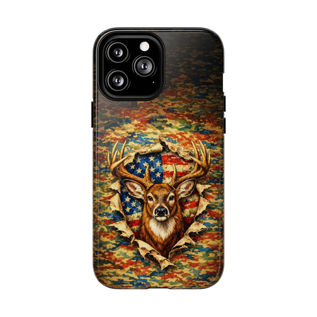 HUNTING DEER CAMOUFLAGE STARS AND STRIPES MAGNETIC PHONE CASE  - TLNT0405261