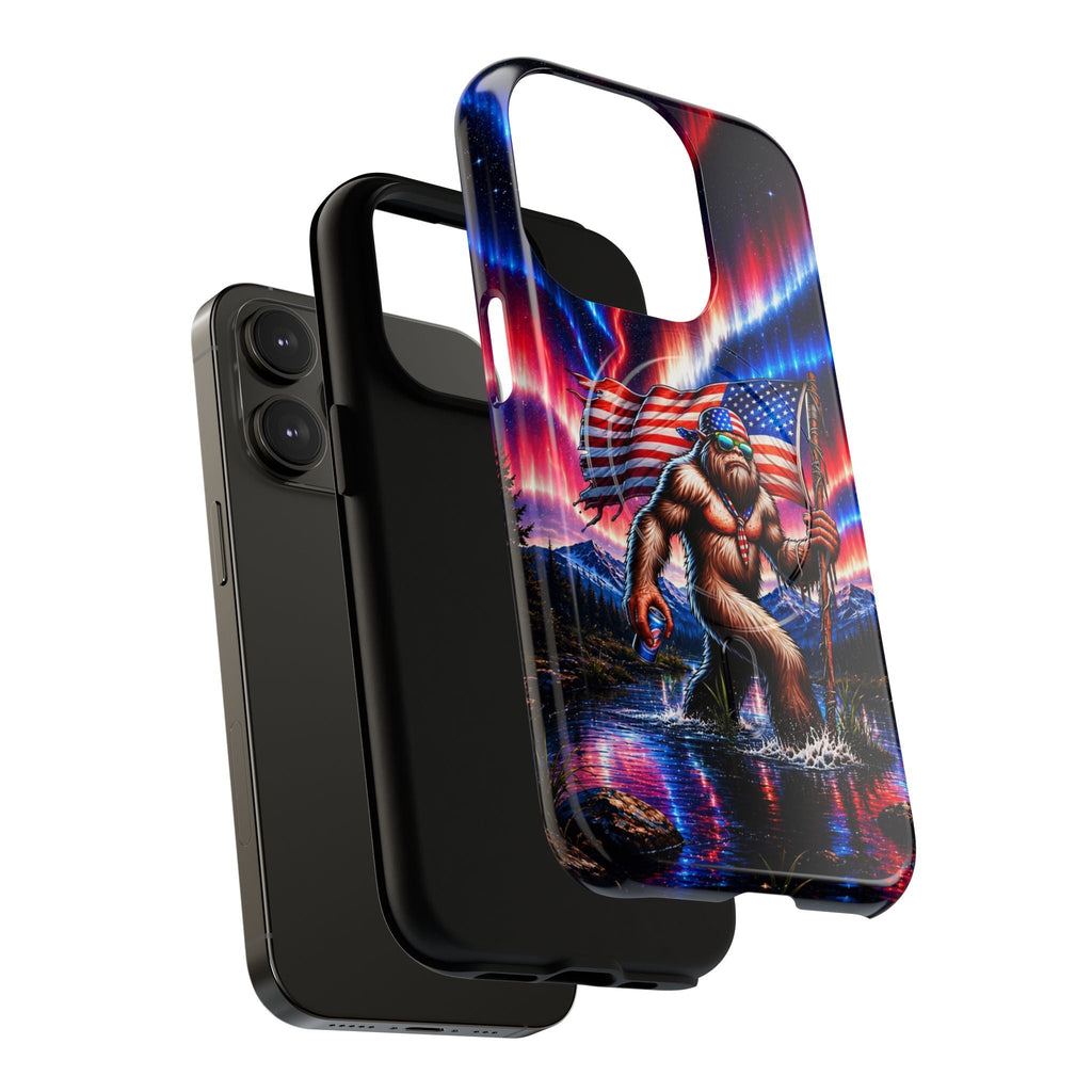 BIGFOOT UNDER RED WHITE & BLUE AURORA MAGNETIC PHONE CASE   - TLHN0306264