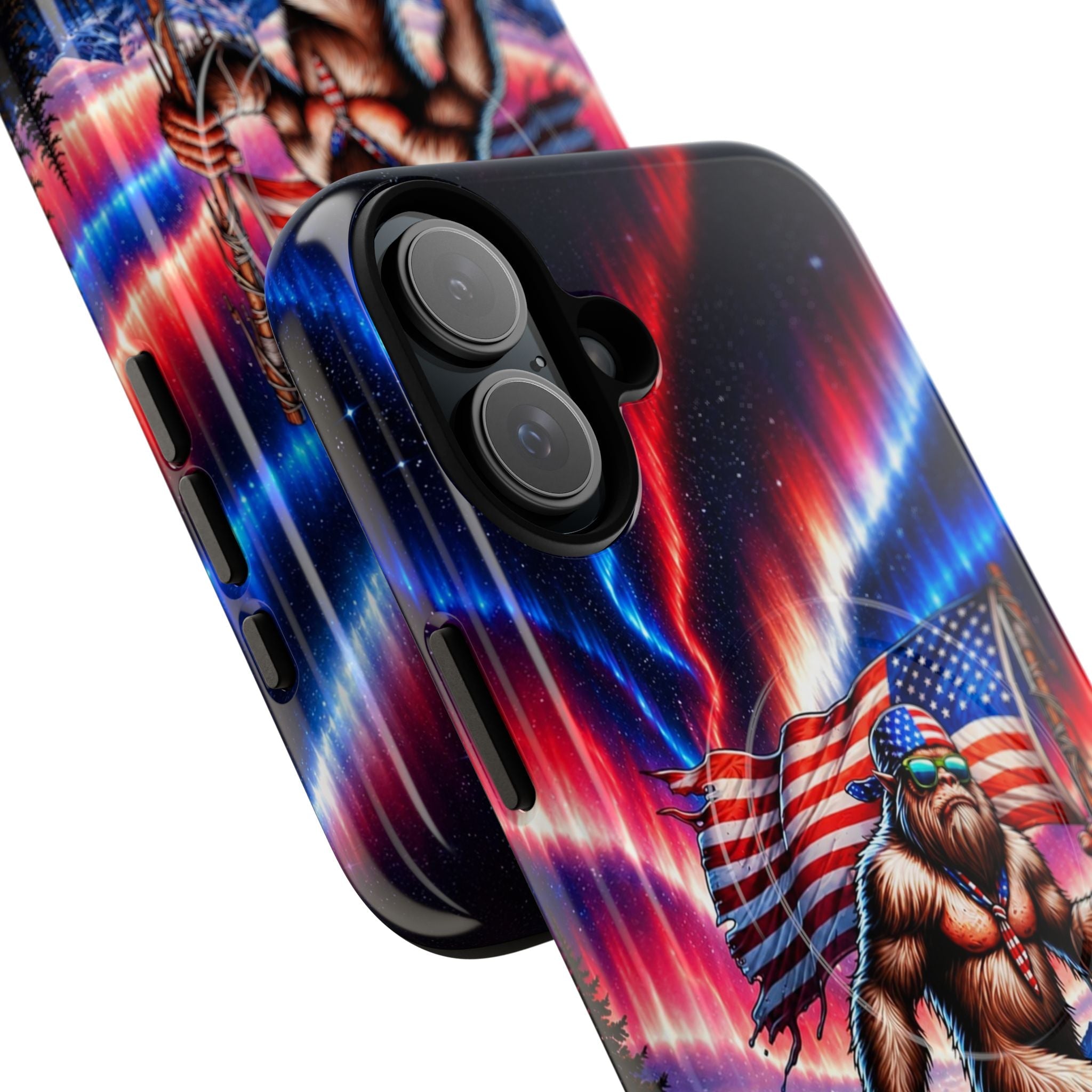 BIGFOOT UNDER RED WHITE & BLUE AURORA MAGNETIC PHONE CASE   - TLHN0306264