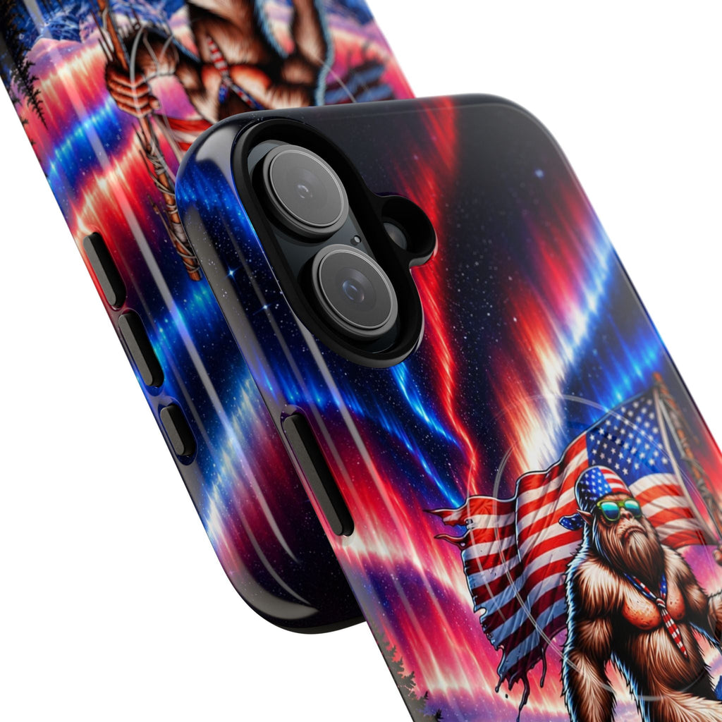 BIGFOOT UNDER RED WHITE & BLUE AURORA MAGNETIC PHONE CASE   - TLHN0306264
