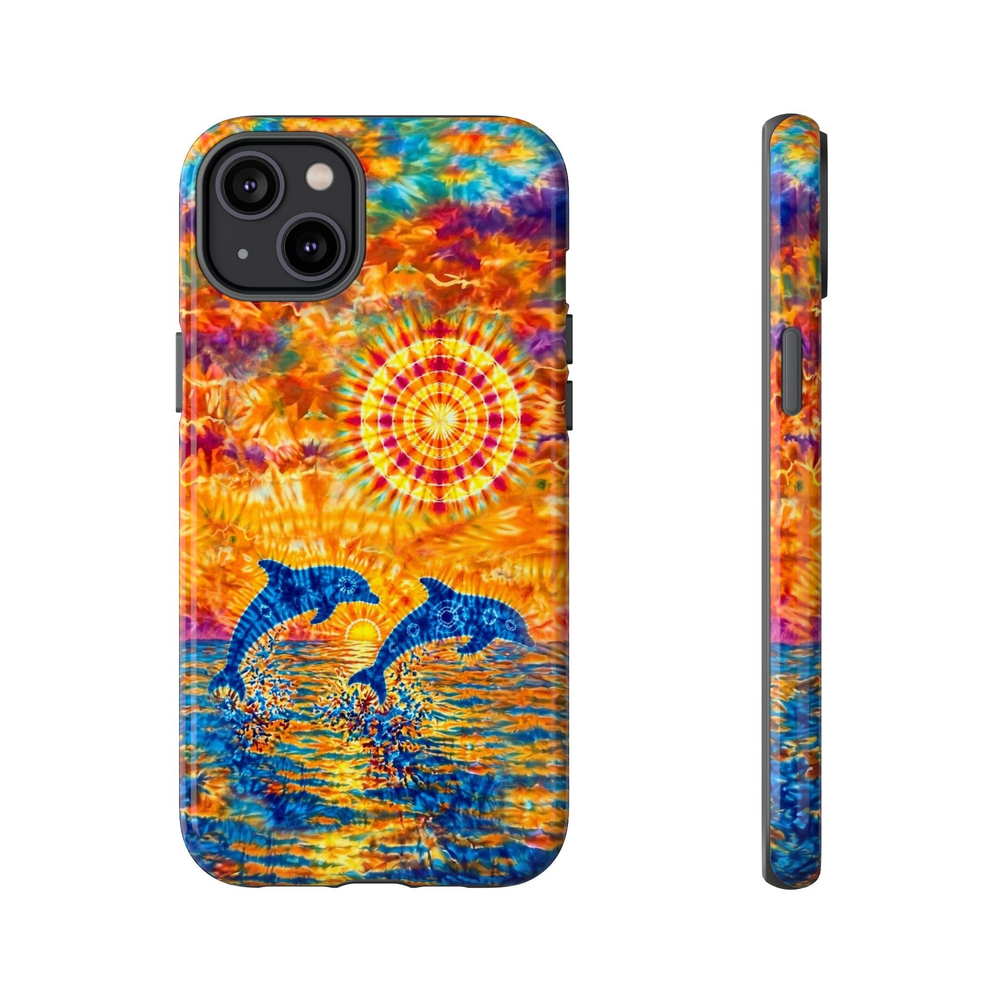 TWO DOLPHINS SUNSET WATERCOLOR PATTERN  PHONE CASE   - TLHN1205264