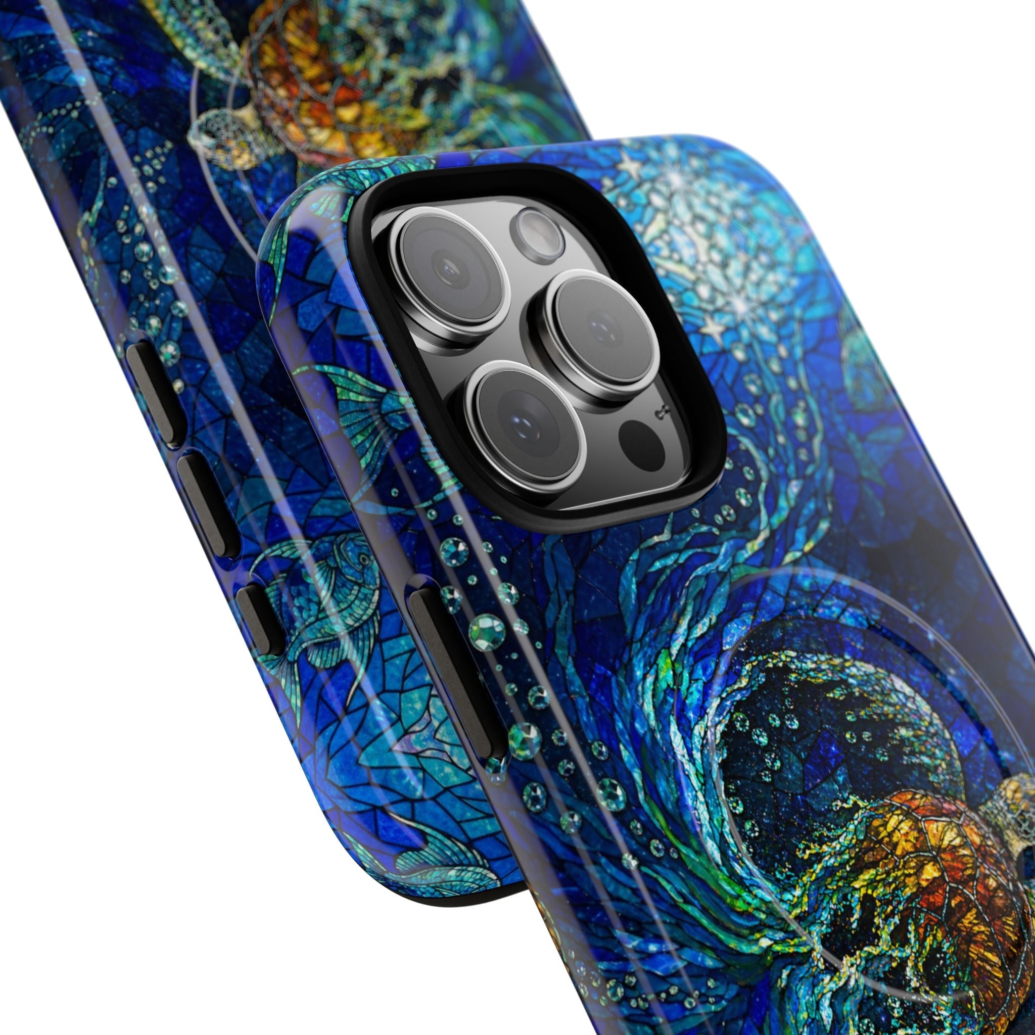 SEA TURTLE OCEAN STAINED GLASS PATTERN MAGNETIC  PHONE CASE  - TLTW2804263