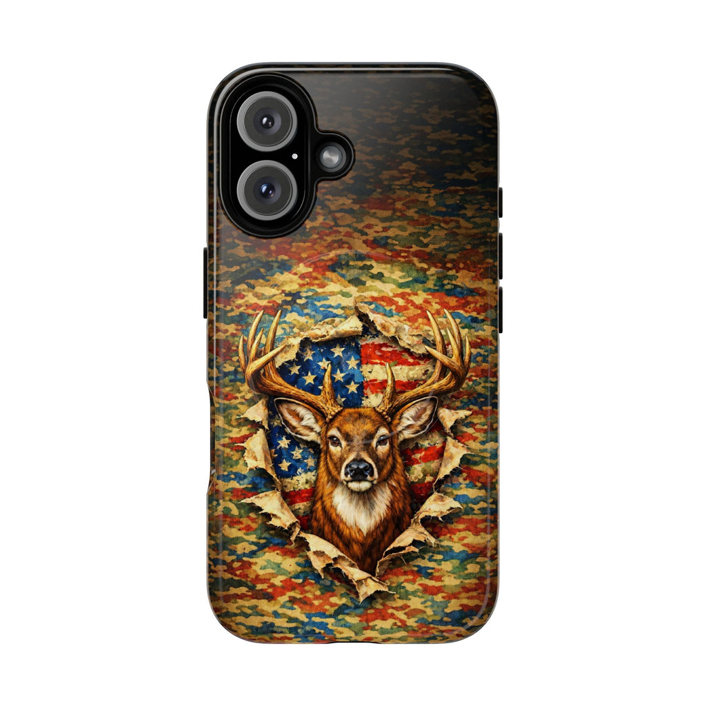 HUNTING DEER CAMOUFLAGE STARS AND STRIPES MAGNETIC PHONE CASE  - TLNT0405261