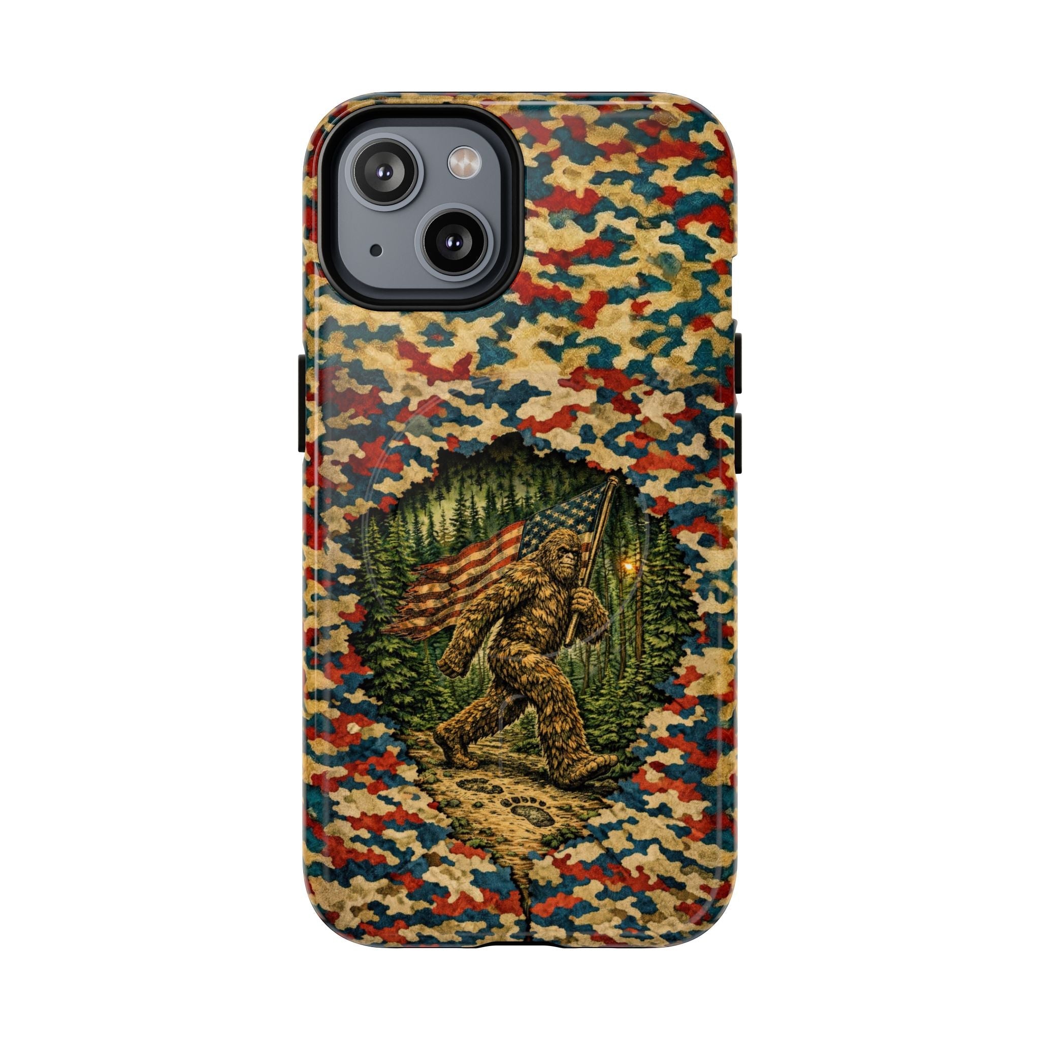BIGFOOT WITH FLAG CAMOUFLAGE MAGNETIC PHONE CASE  - TLNT1305261