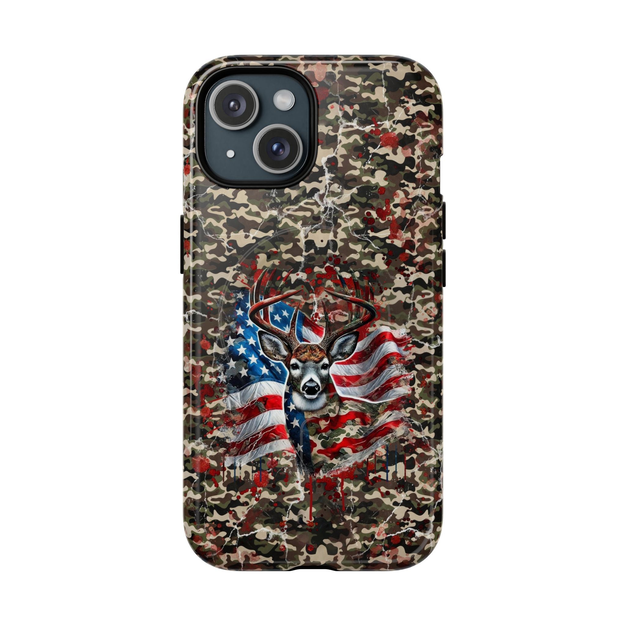 STARS AND STRIPES DEER HUNTING MAGNETIC PHONE CASE - TLHG1905264