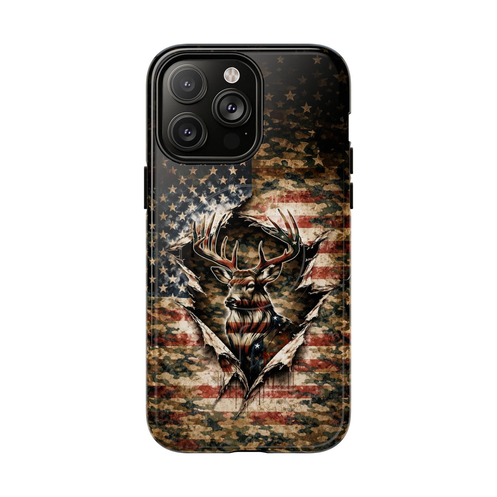 GRUNGE STARS AND STRIPES DEER HUNTING MAGNETIC  PHONE CASE  - TLNT0605262