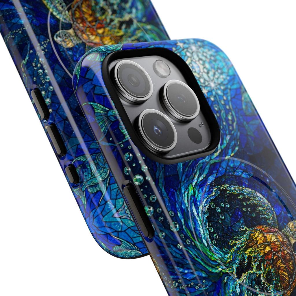 SEA TURTLE OCEAN STAINED GLASS PATTERN MAGNETIC  PHONE CASE  - TLTW2804263