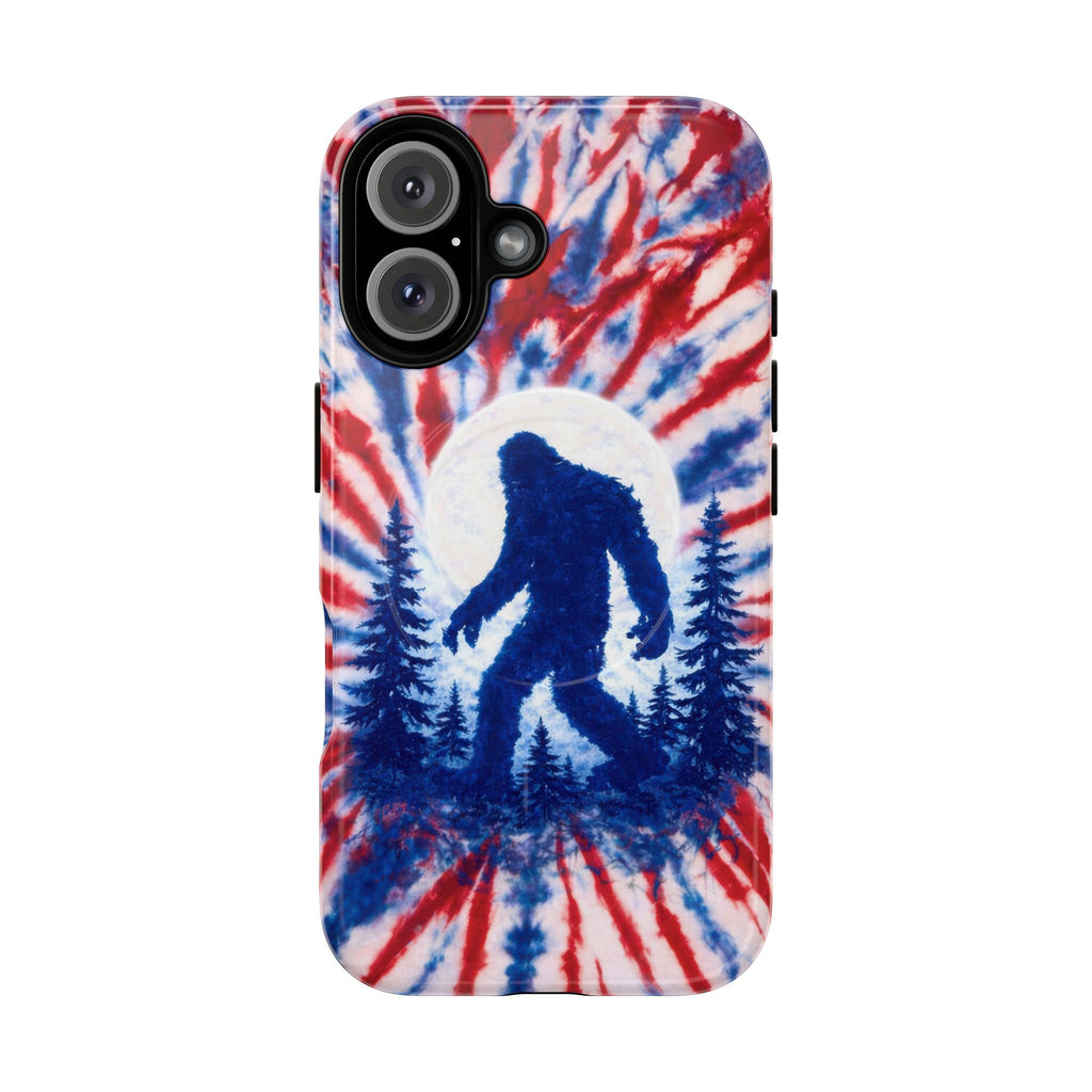 BIGFOOT IN THE FOREST RED WHITE & BLUE SWIRL MAGNETIC PHONE CASE  - TLTW2505263