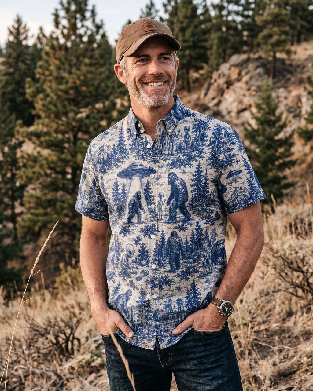 BIGFOOT ALIEN BUTTON-DOWN COLLAR SHIRT  - TLTW0206263