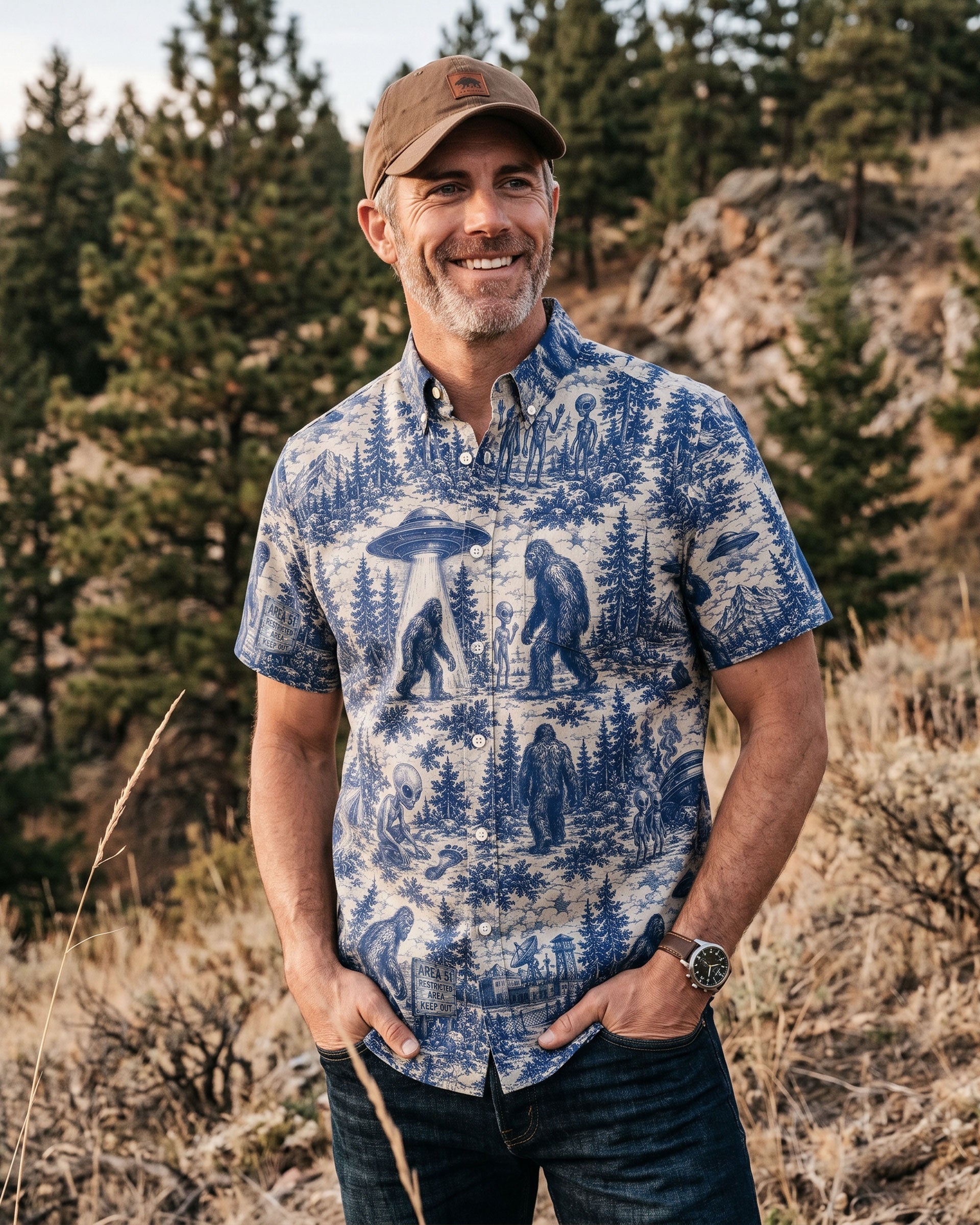 BIGFOOT ALIEN BUTTON-DOWN COLLAR SHIRT  - TLTW0206263