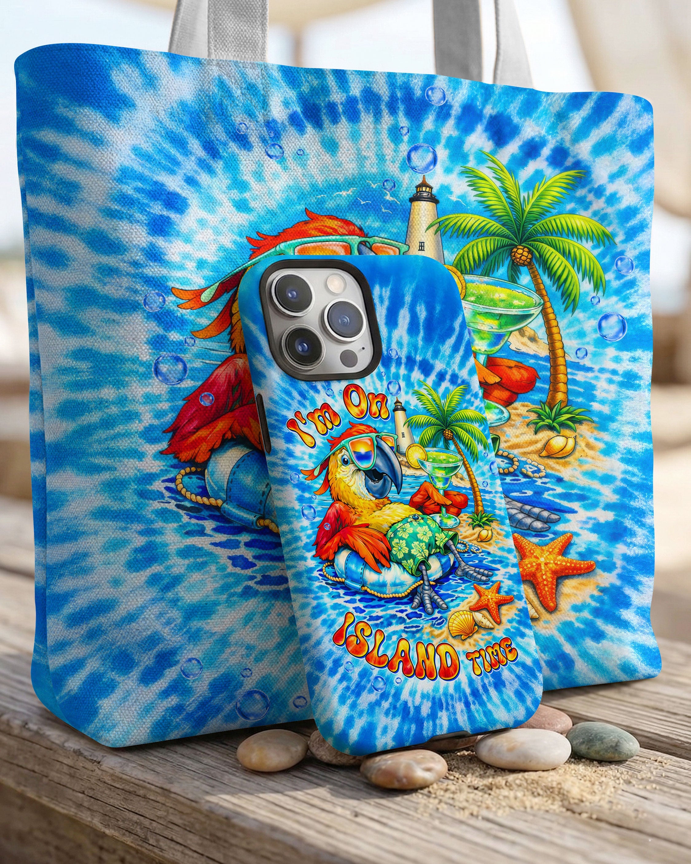 I'M ON ISLAND TIME PARROT SWIRL TOTE BAG  - TLTW1304263
