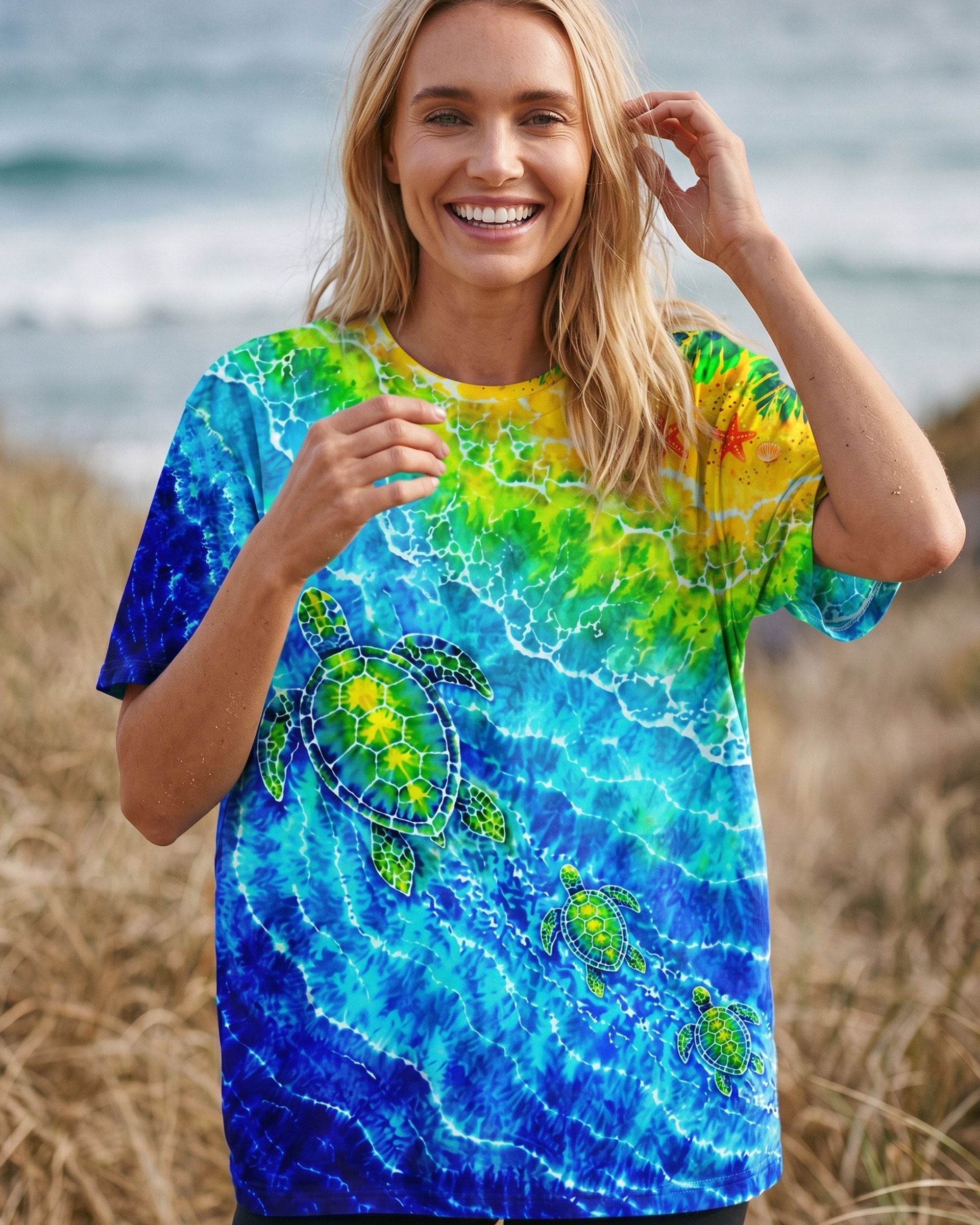 SEA TURTLES TROPICAL BEACH BURST ALL OVER PRINT  - TLTW2206262
