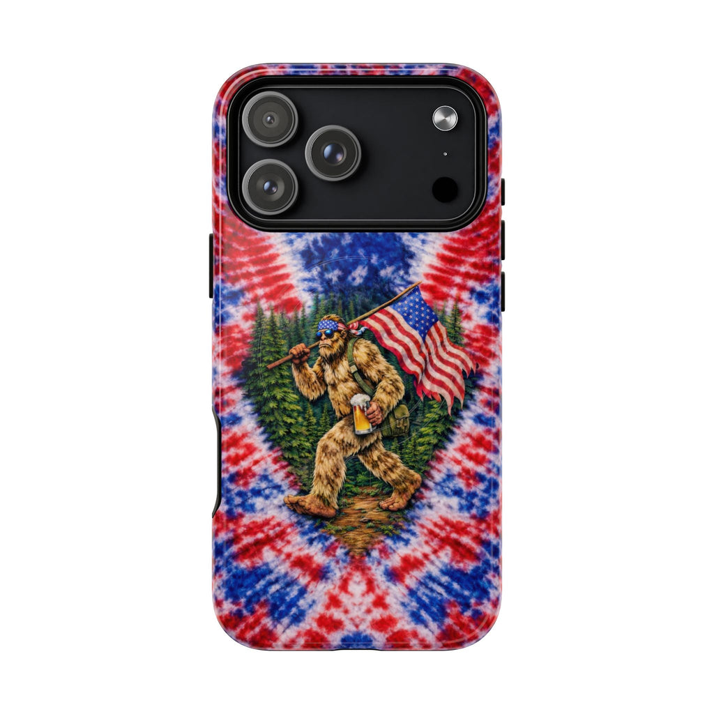BIGFOOT WITH FLAG RED WHITE & BLUE SWIRL MAGNETIC PHONE CASE  - TLTW2605263