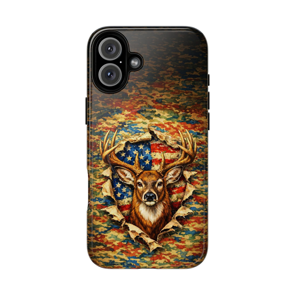HUNTING DEER CAMOUFLAGE STARS AND STRIPES MAGNETIC PHONE CASE  - TLNT0405261