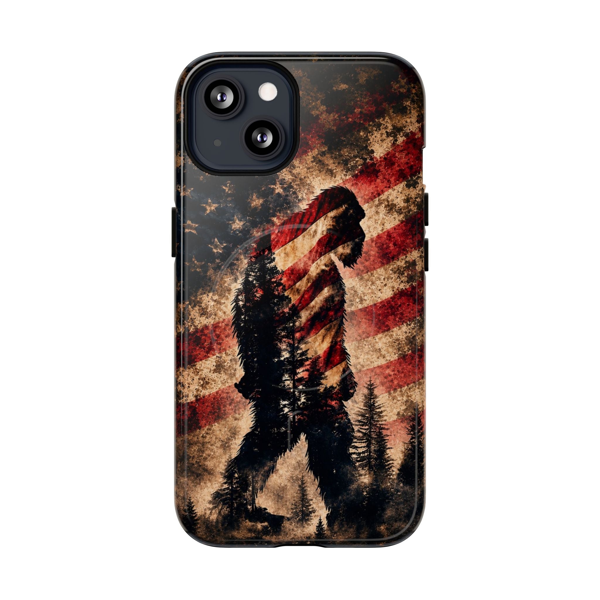 BIGFOOT IN THE FOREST STARS & STRIPES MAGNETIC PHONE CASE  - TLHN2105264
