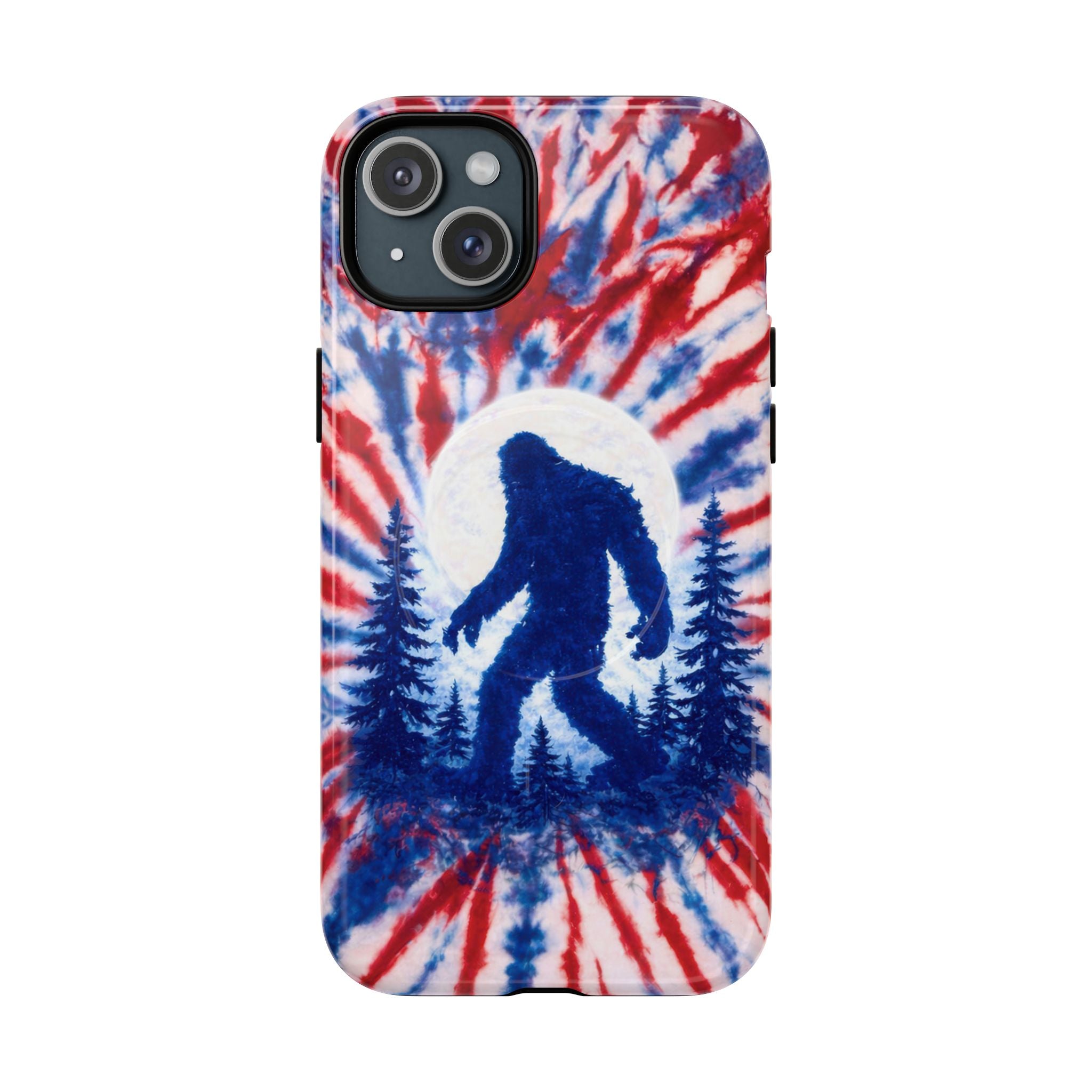 BIGFOOT IN THE FOREST RED WHITE & BLUE SWIRL MAGNETIC PHONE CASE  - TLTW2505263
