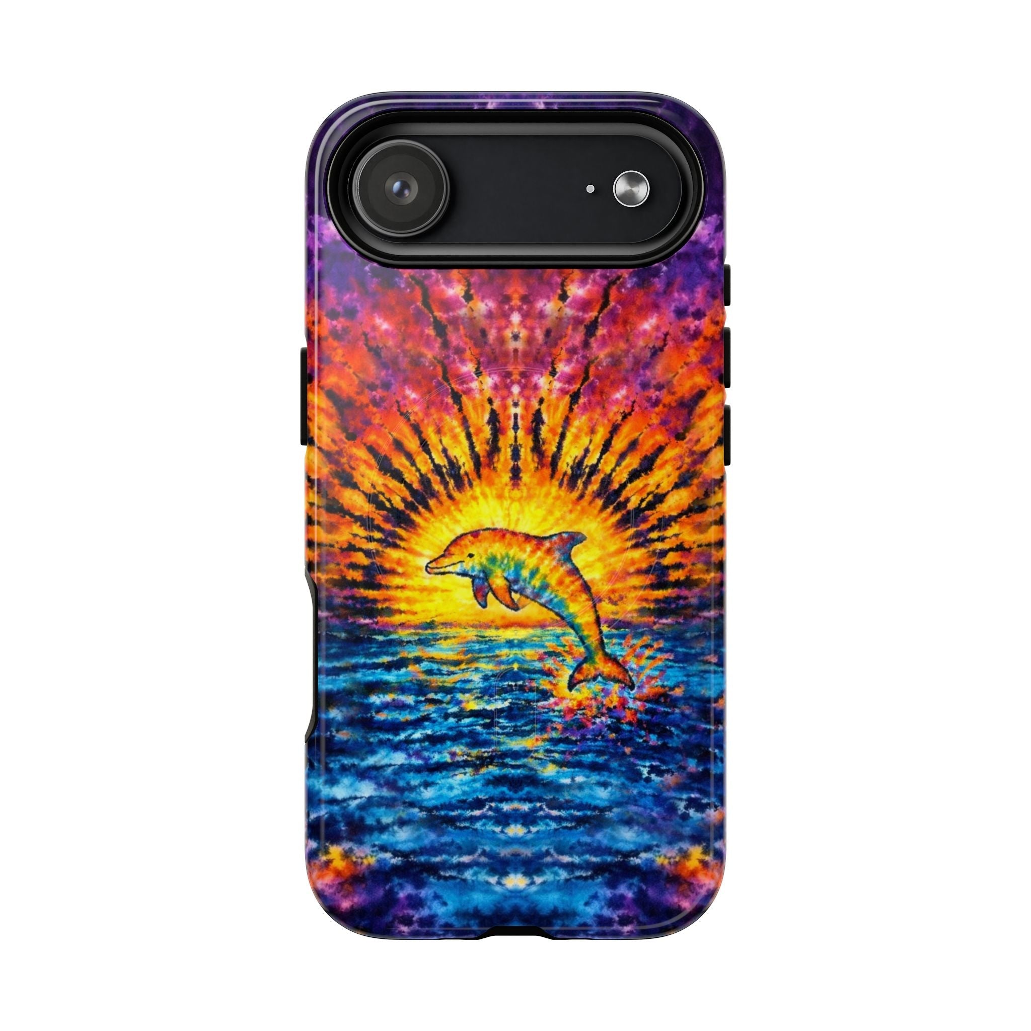 DOLPHIN SUNSET WATERCOLOR PATTERN MAGNETIC PHONE CASE  - TLHN2104264
