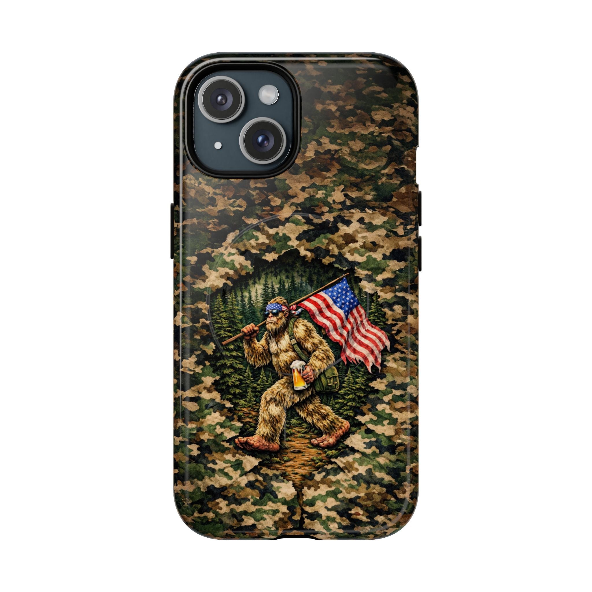BIGFOOT WITH FLAG CAMOUFLAGE MAGNETIC PHONE CASE - TLNT2004261