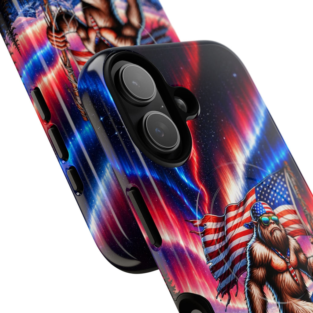 BIGFOOT UNDER RED WHITE & BLUE AURORA MAGNETIC PHONE CASE   - TLHN0306264