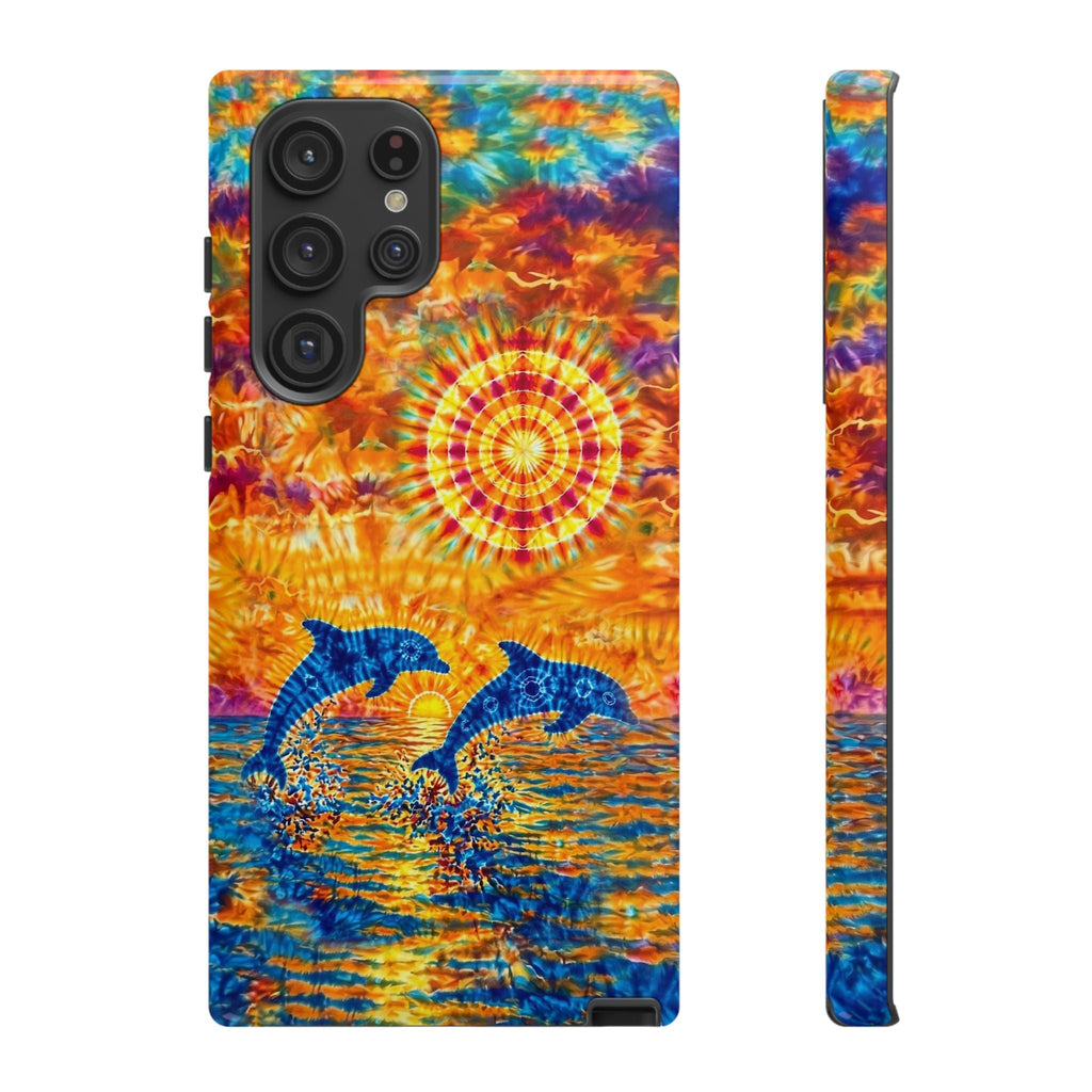 TWO DOLPHINS SUNSET WATERCOLOR PATTERN  PHONE CASE   - TLHN1205264