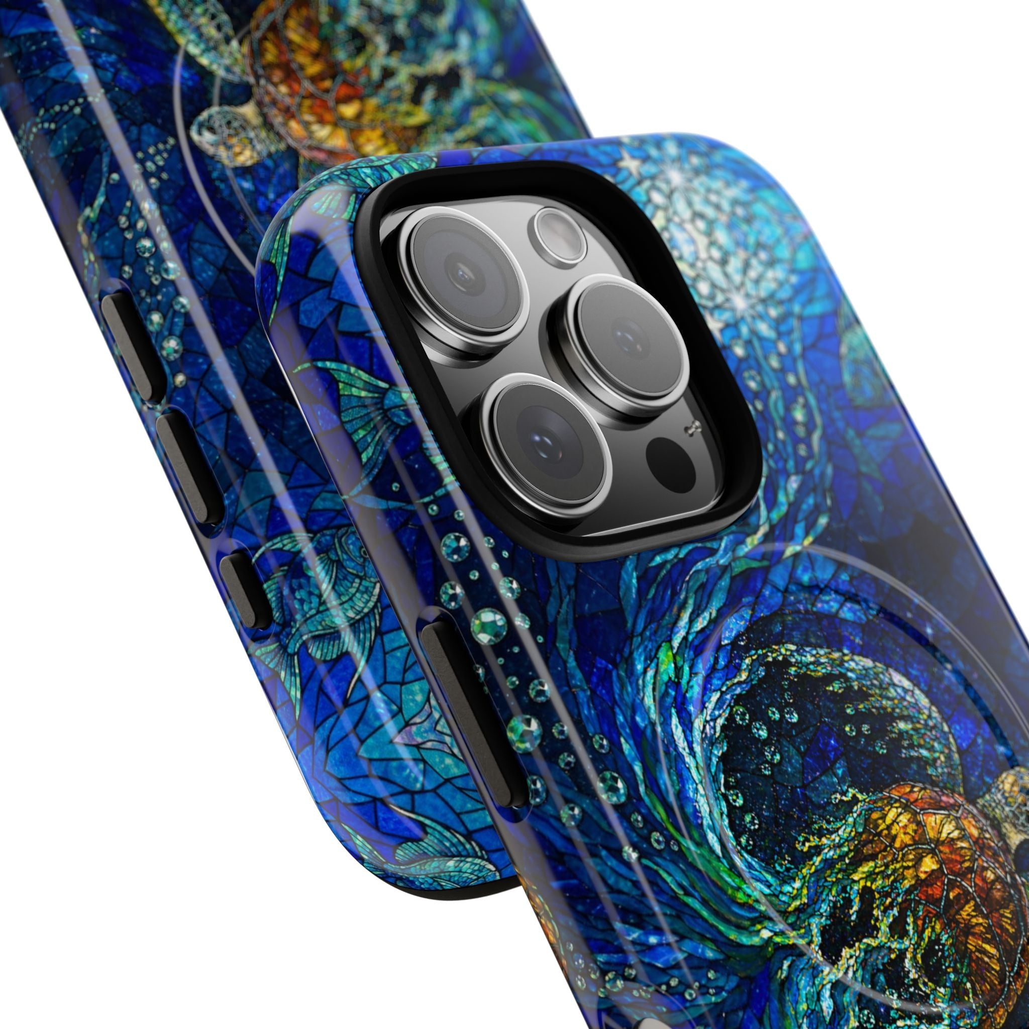 SEA TURTLE OCEAN STAINED GLASS PATTERN MAGNETIC  PHONE CASE  - TLTW2804263