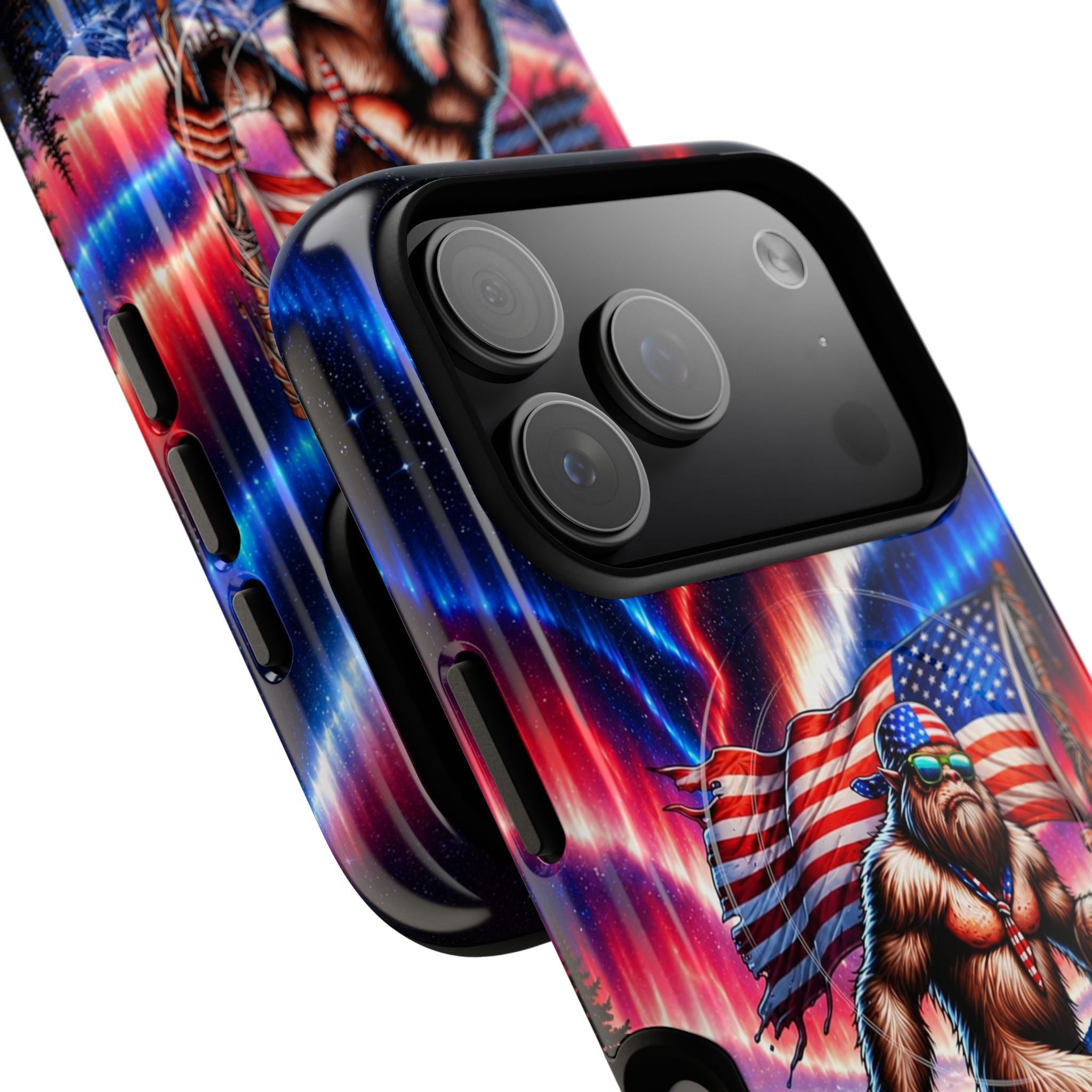 BIGFOOT UNDER RED WHITE & BLUE AURORA MAGNETIC PHONE CASE   - TLHN0306264